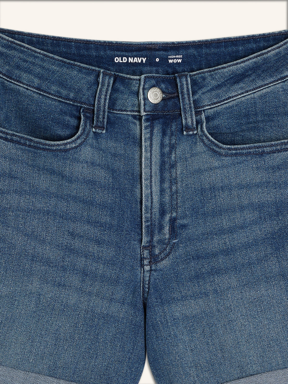 High-Waisted Wow Medium-Wash Jean Shorts for Women -- 5-inch inseam