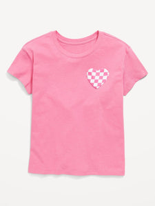 Softest Short-Sleeve Heart-Pocket T-Shirt for Girls
