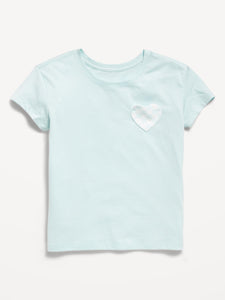 Softest Short-Sleeve Heart-Pocket T-Shirt for Girls
