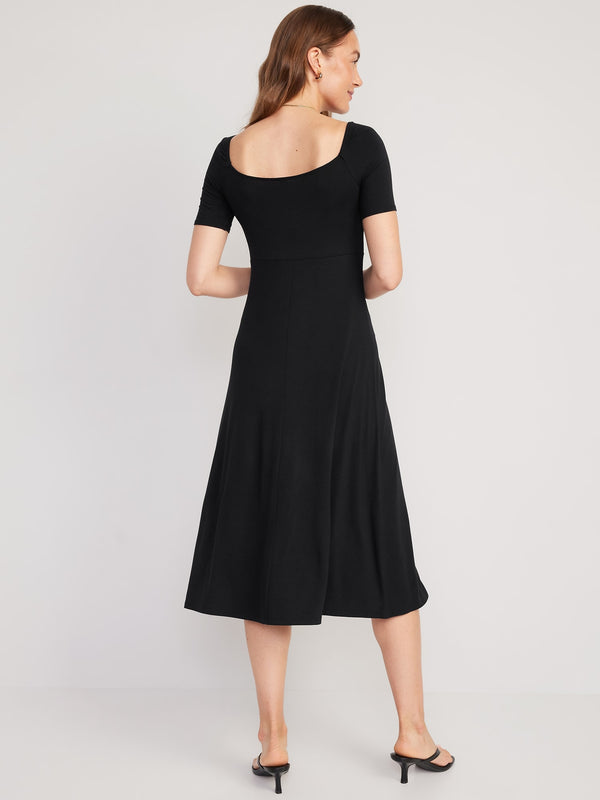 Fit & Flare Cutout-Front Midi Dress for Women