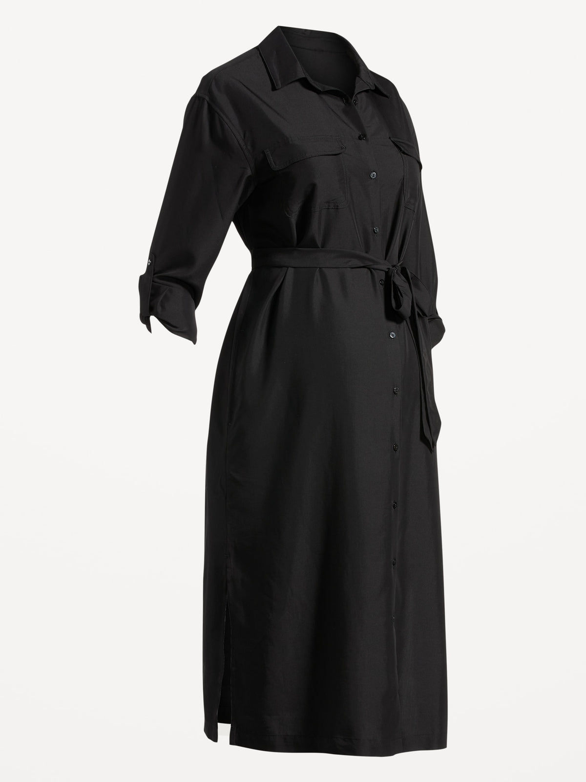 Maternity Long-Sleeve Midi Utility Dress