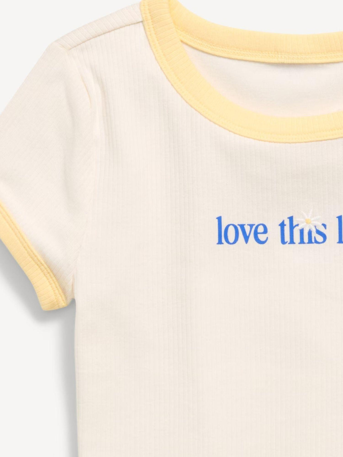 Fitted Short-Sleeve Ribbed Graphic Ringer T-Shirt for Girls