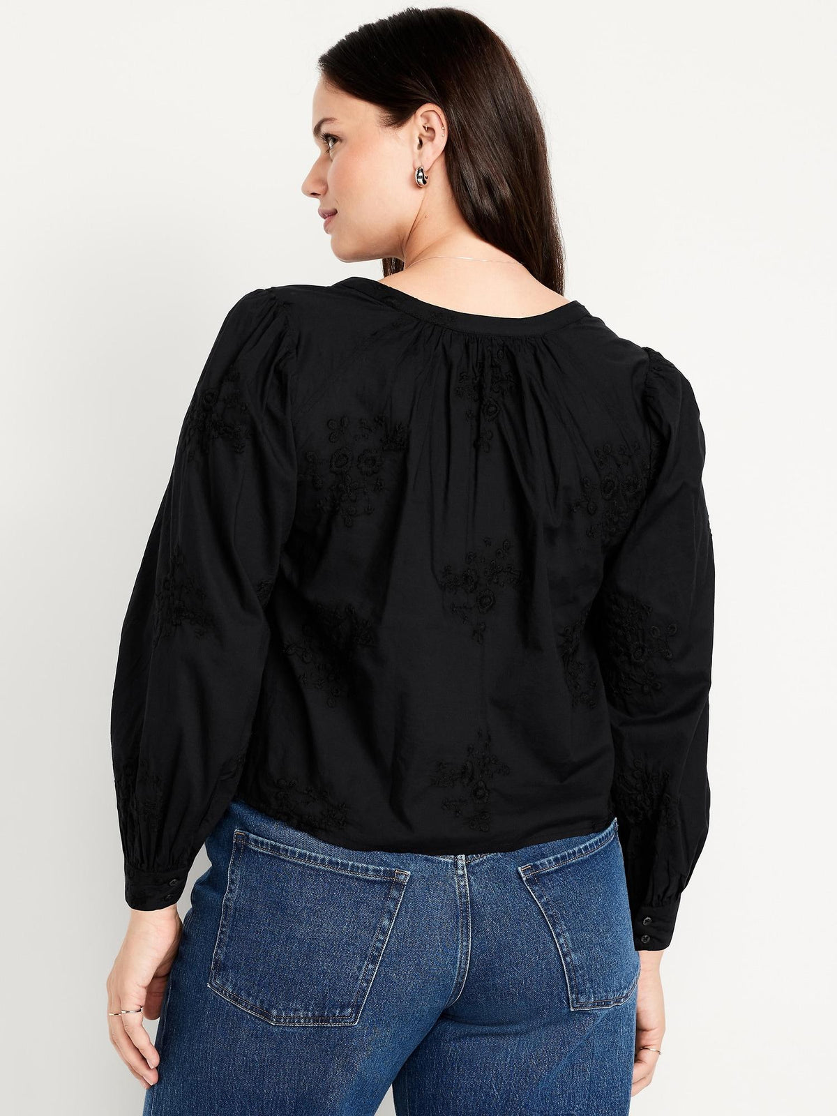 Button-Down Embroidered Top