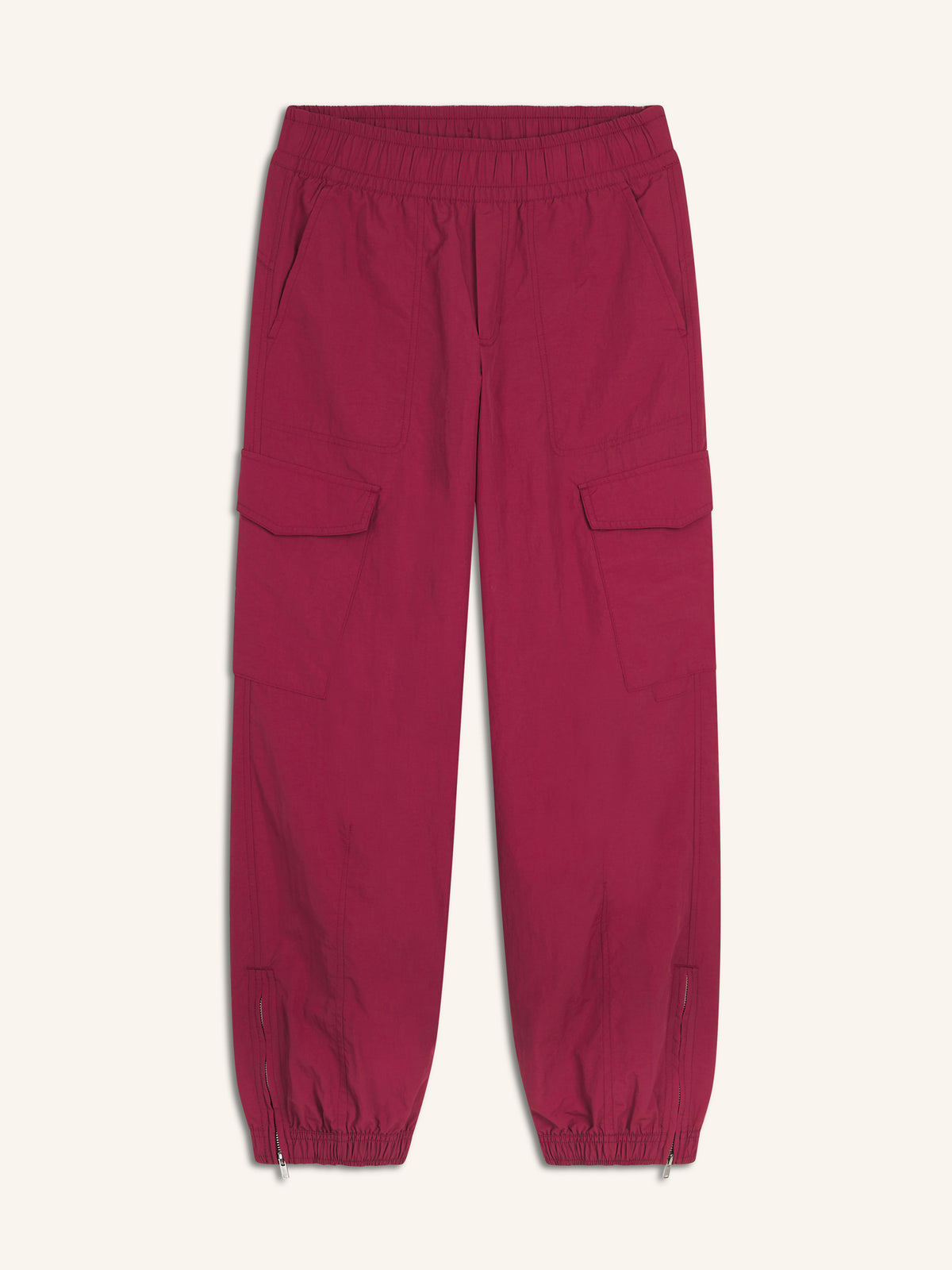 High-Waisted Ankle-Zip Cargo Joggers