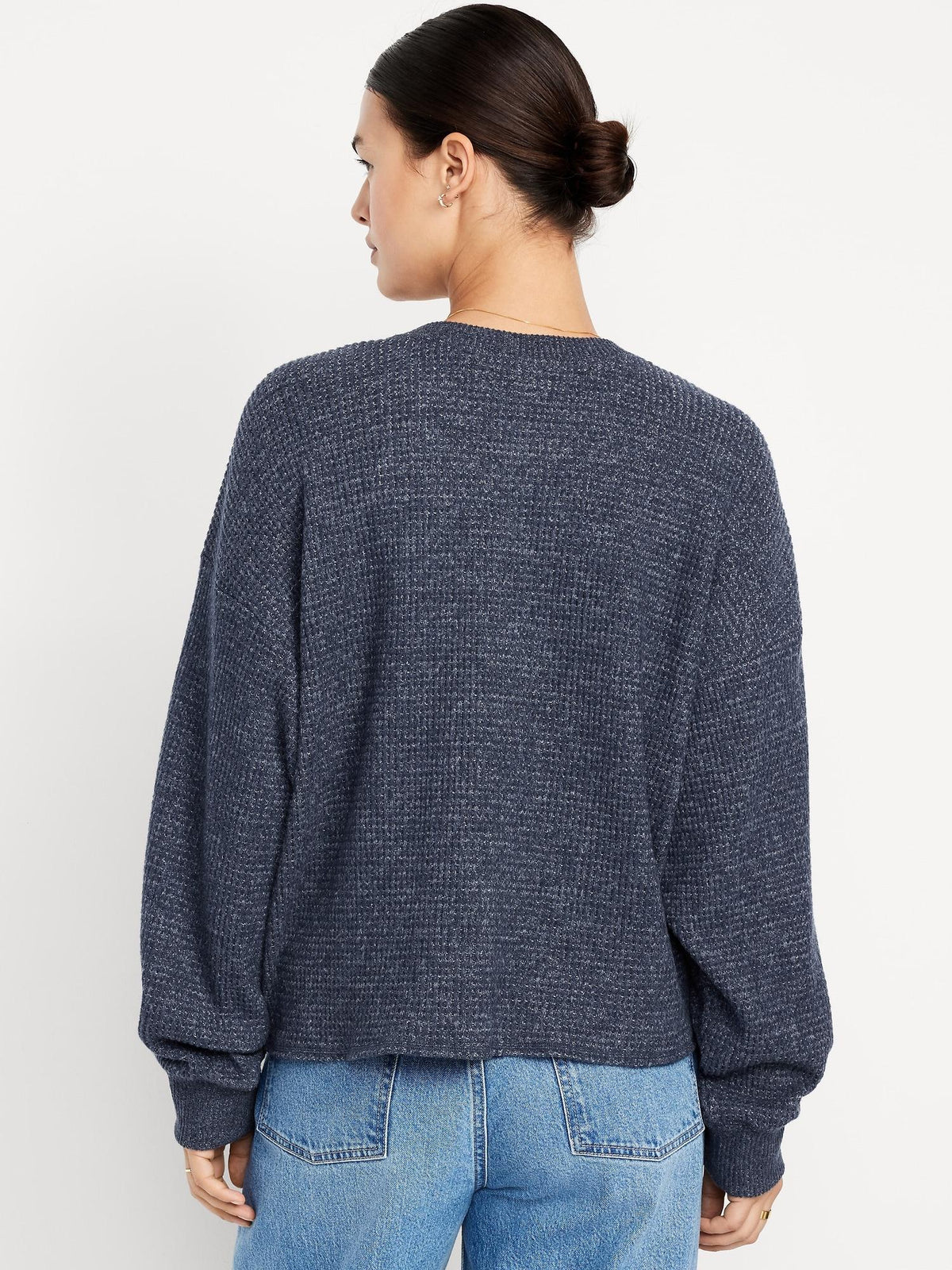 Oversized Cozy Waffle Henley Top