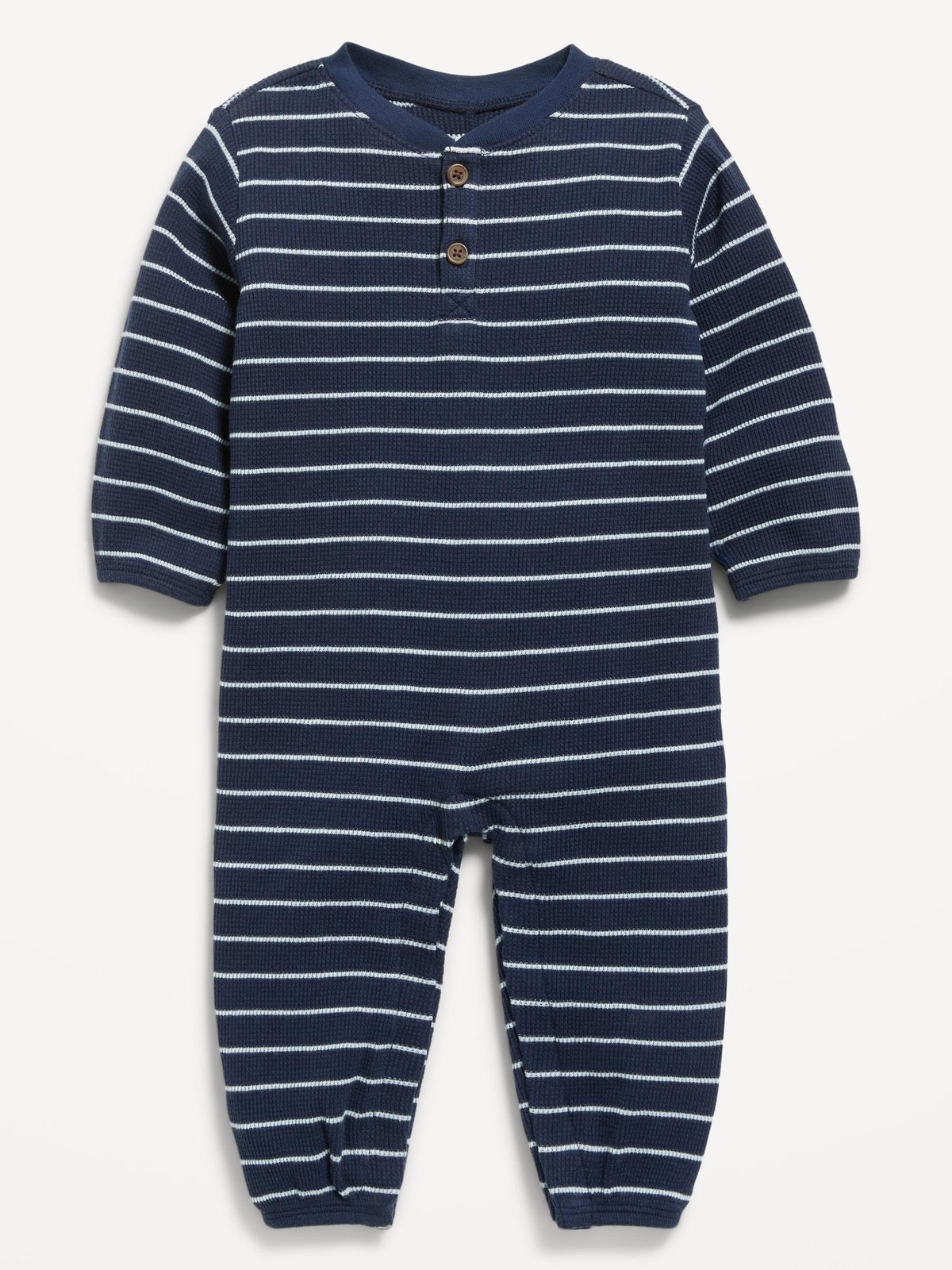 Printed Waffle-Knit Henley One-Piece for Baby