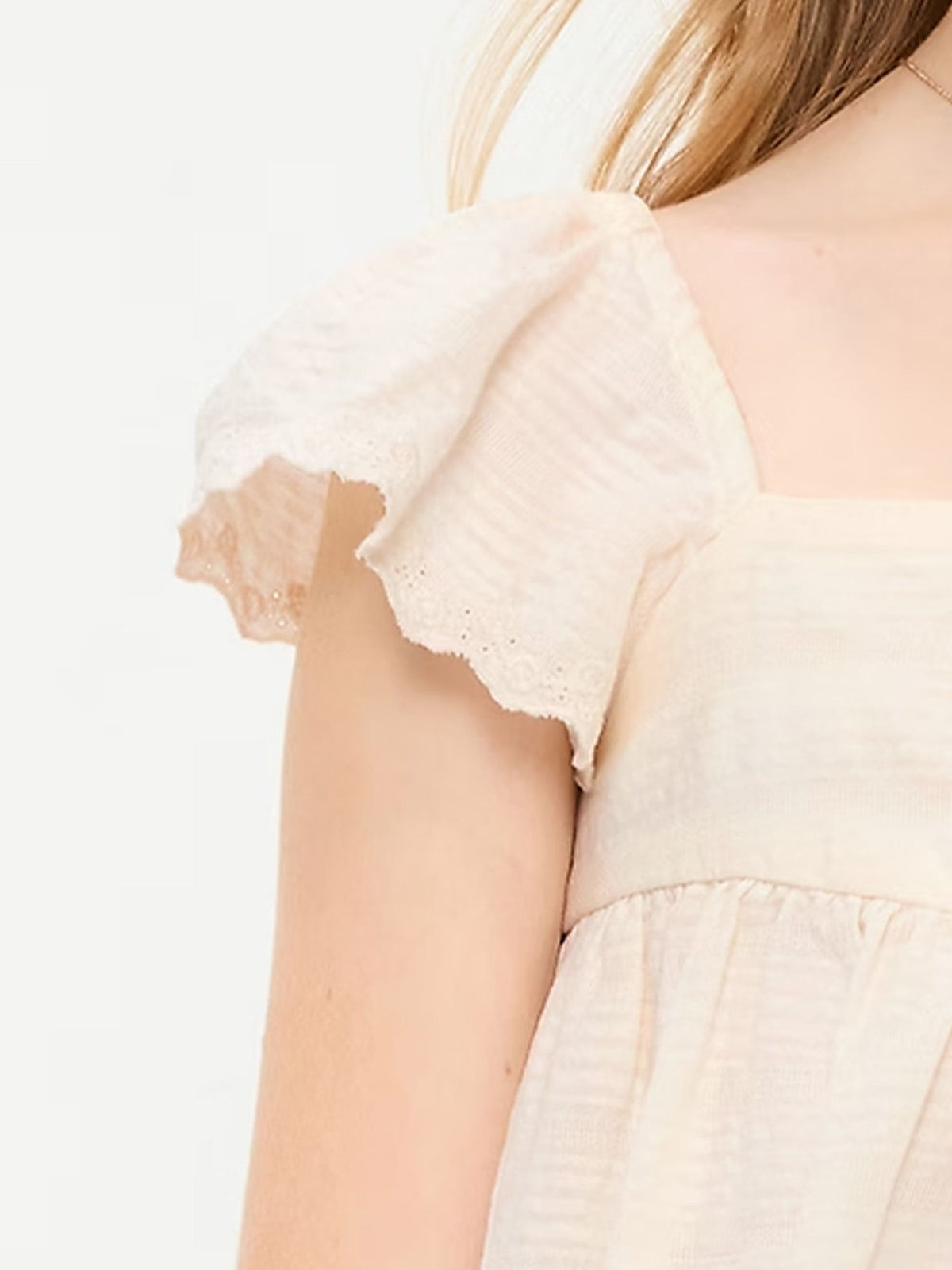 Flutter-Sleeve Textured Top for Girls