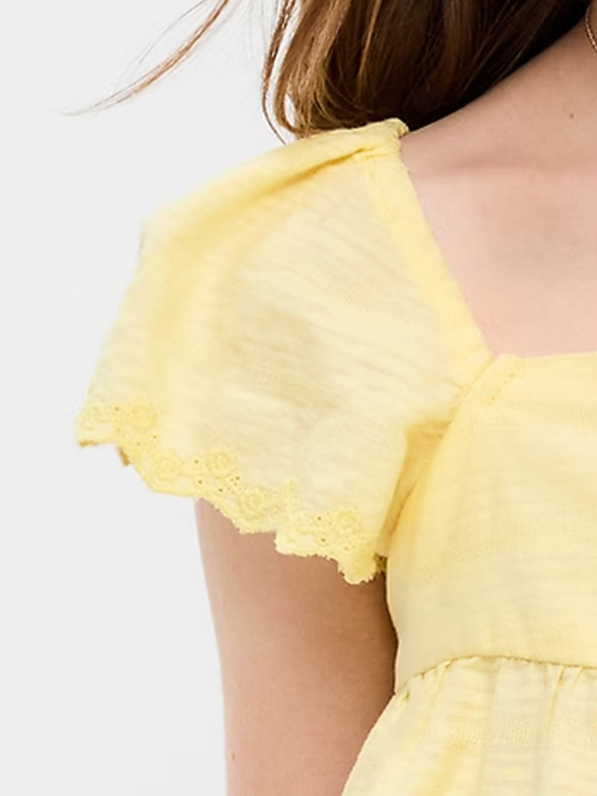 Flutter-Sleeve Textured Top for Girls