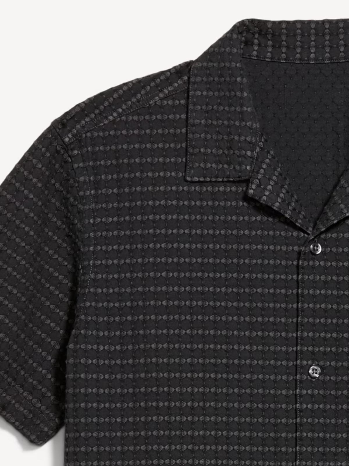 Short-Sleeve Textured Jacquard Camp Shirt