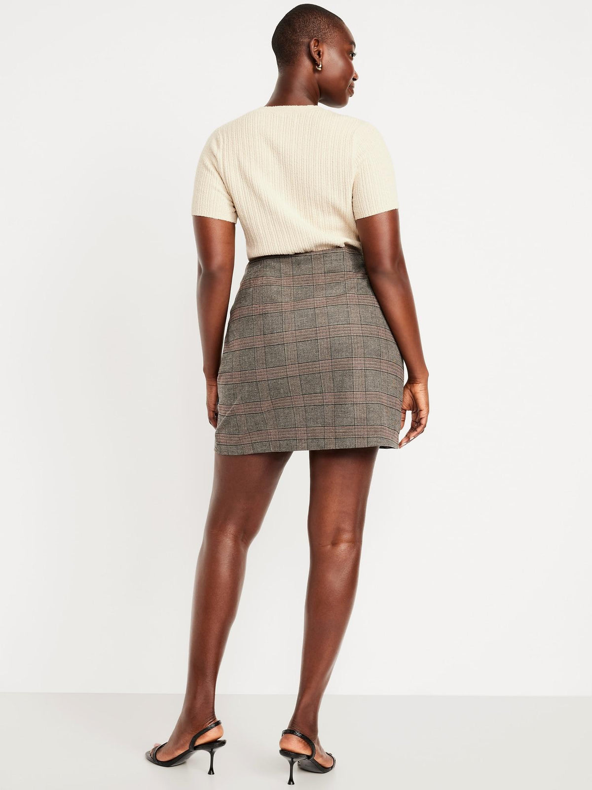 High-Waisted Wrap-Front Mini Skirt