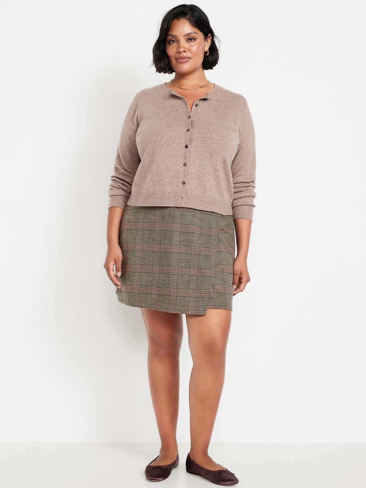 High-Waisted Wrap-Front Mini Skirt