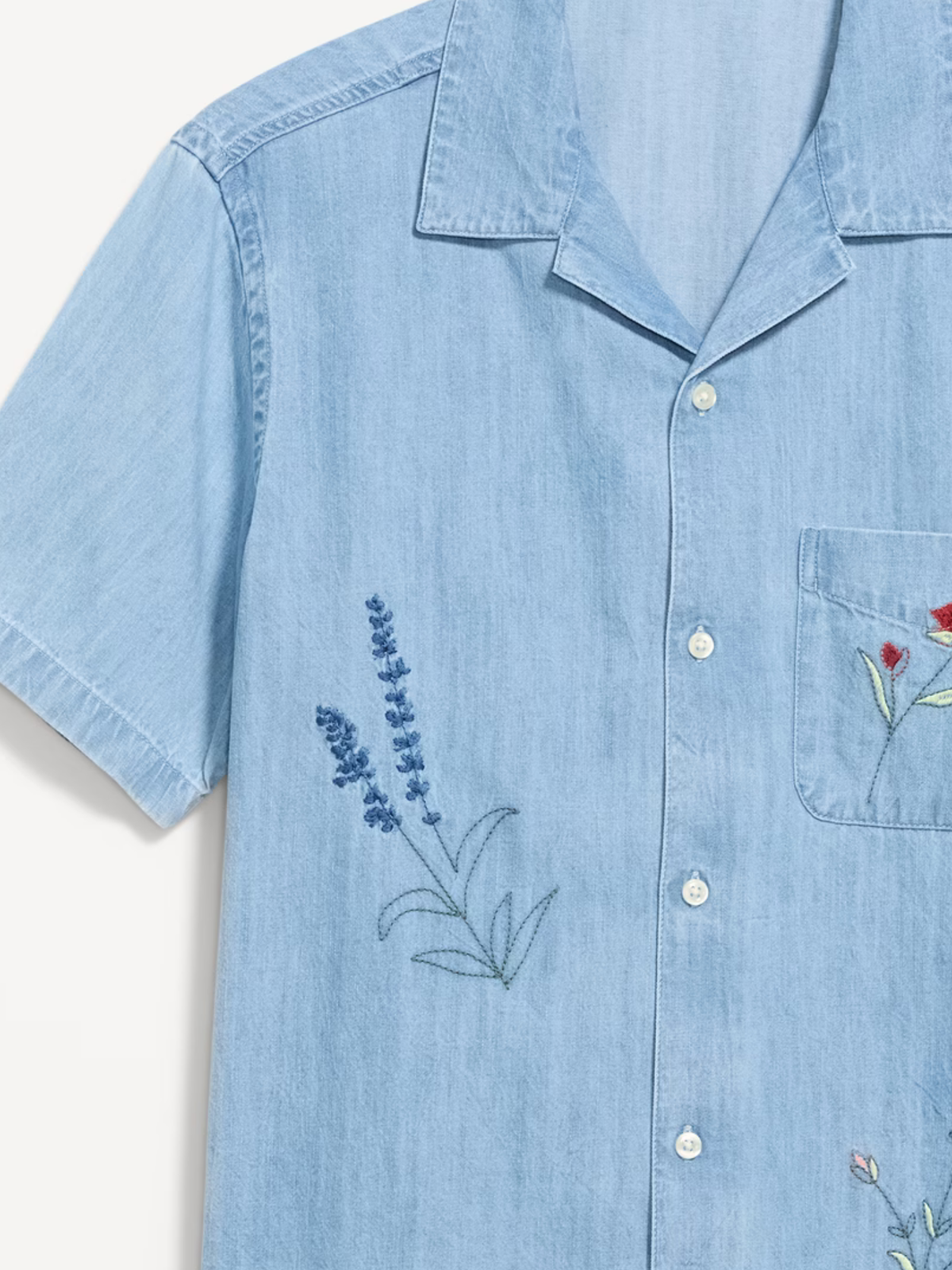 Short-Sleeve Embroidered Camp Shirt