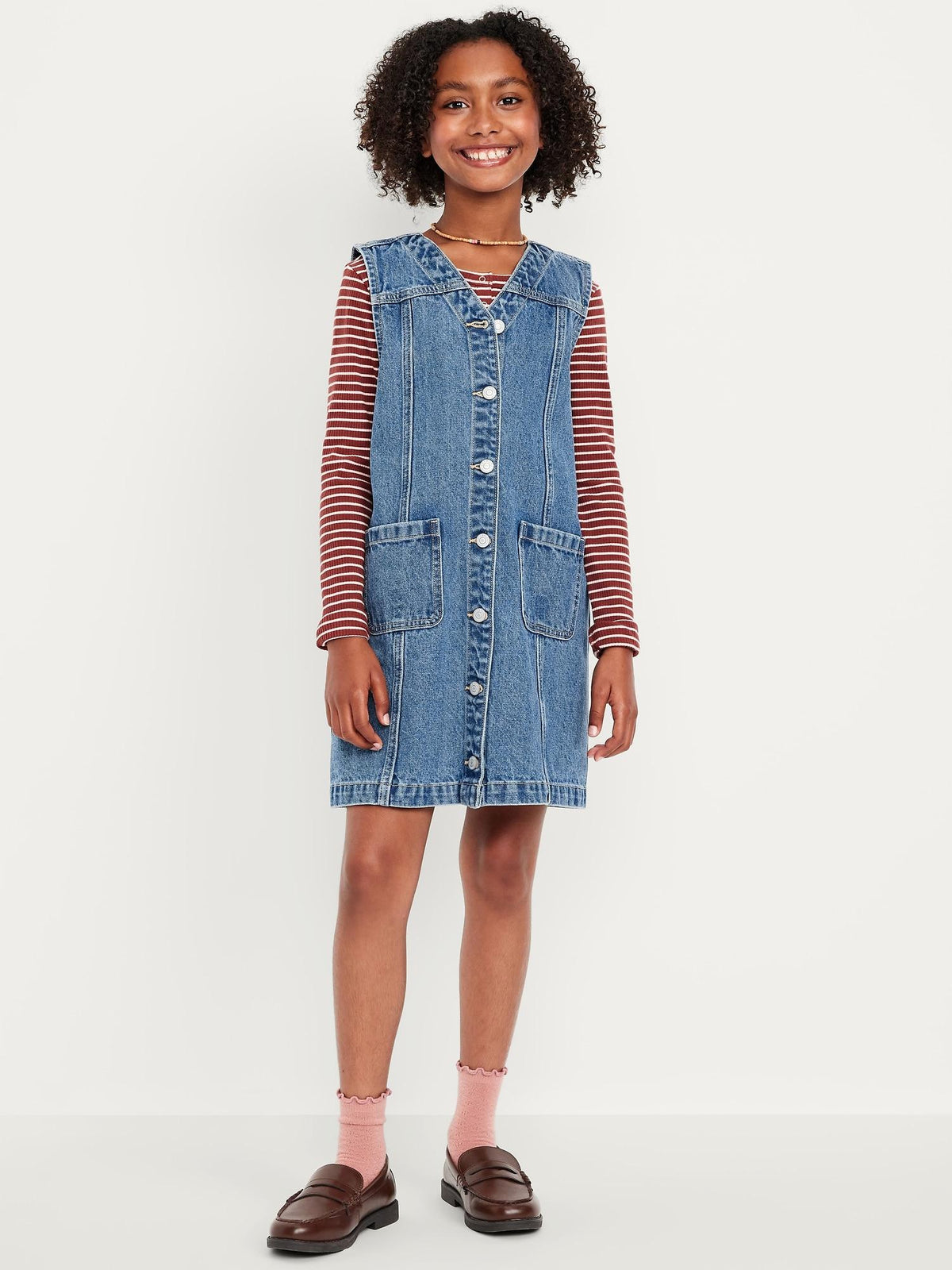 Sleeveless Pocket Jean Dress for Girls