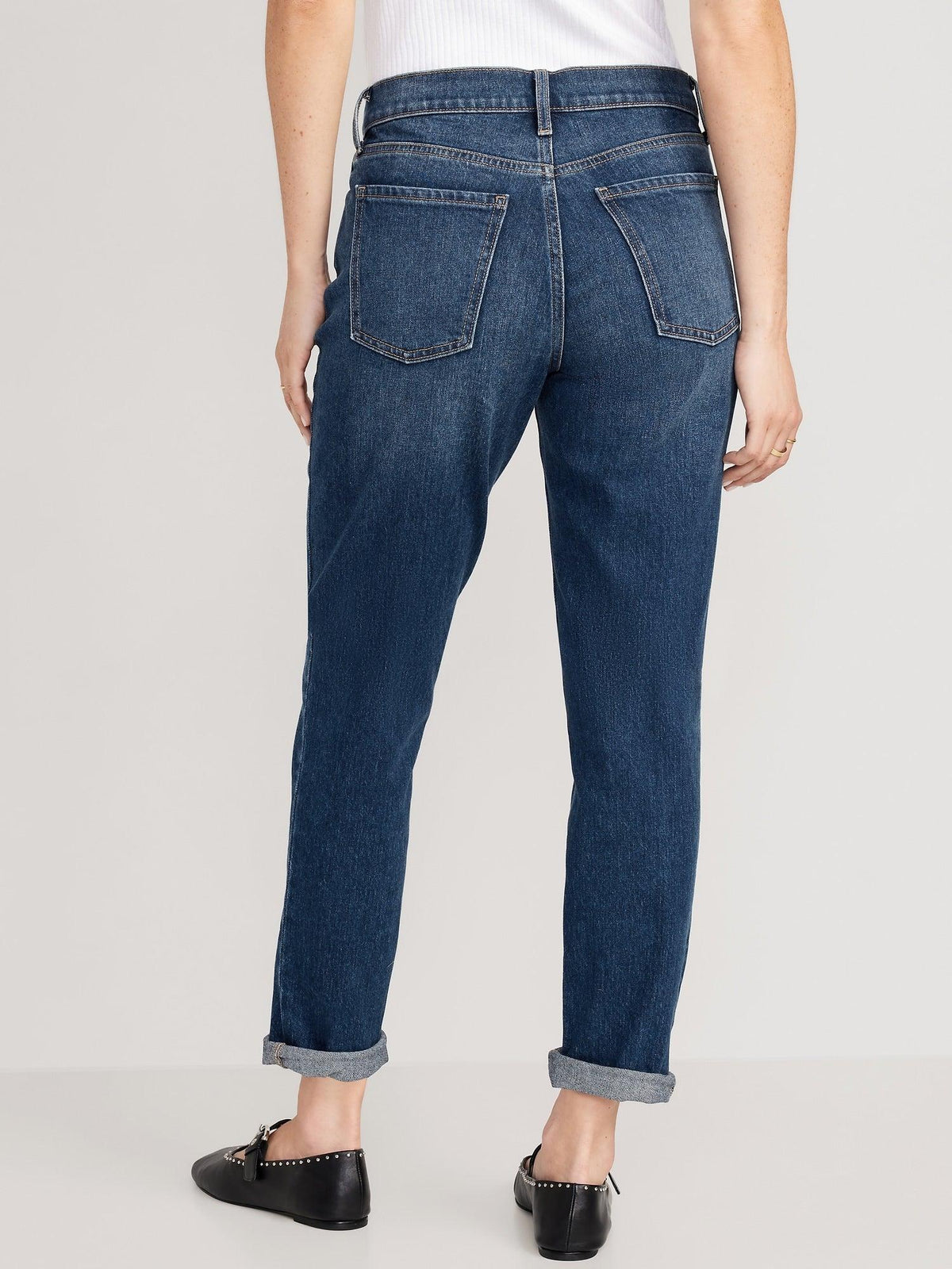 Mid-Rise Wow Boyfriend Straight Jeans for Women