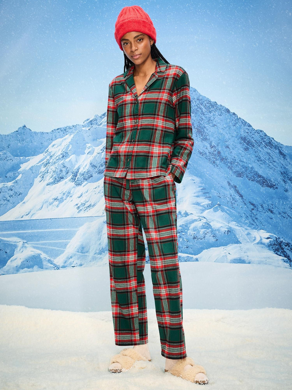 Plaid Flannel Pajama Pant Set for Women