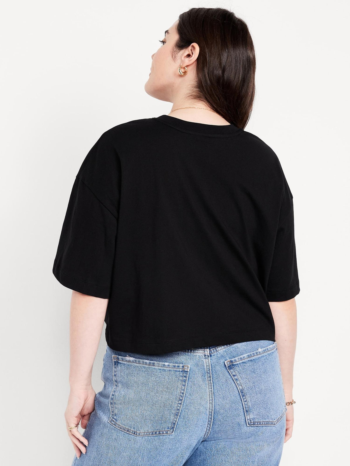 Vintage Crew-Neck Oversized Crop T-Shirt