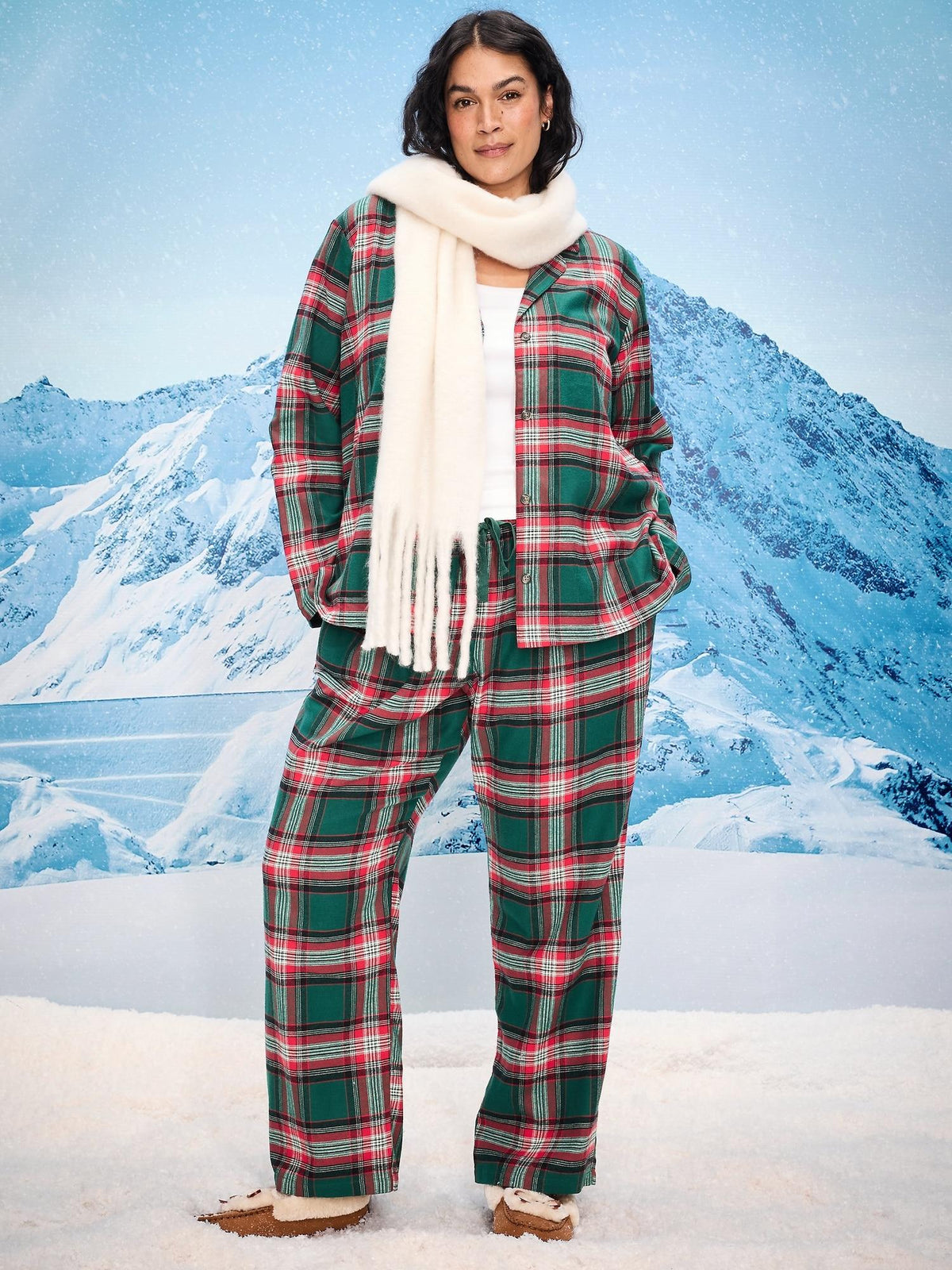 Plaid Flannel Pajama Pant Set for Women