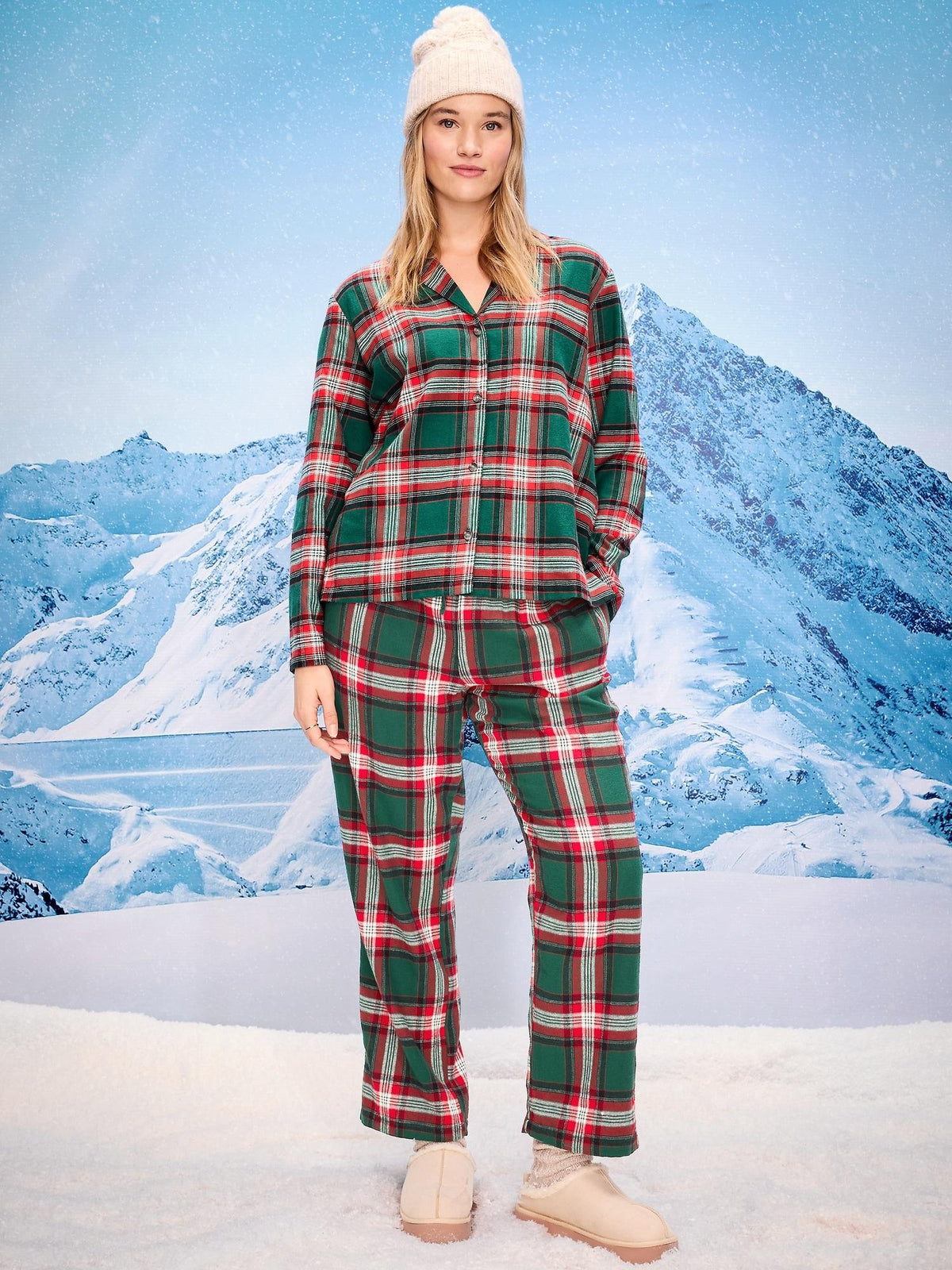 Plaid Flannel Pajama Pant Set for Women