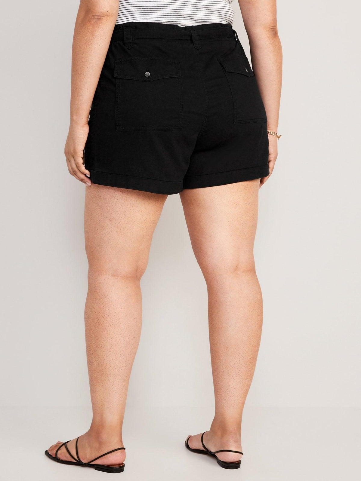 Extra High-Waisted Tie-Front Cargo Workwear Shorts for Women -- 4-inch inseam
