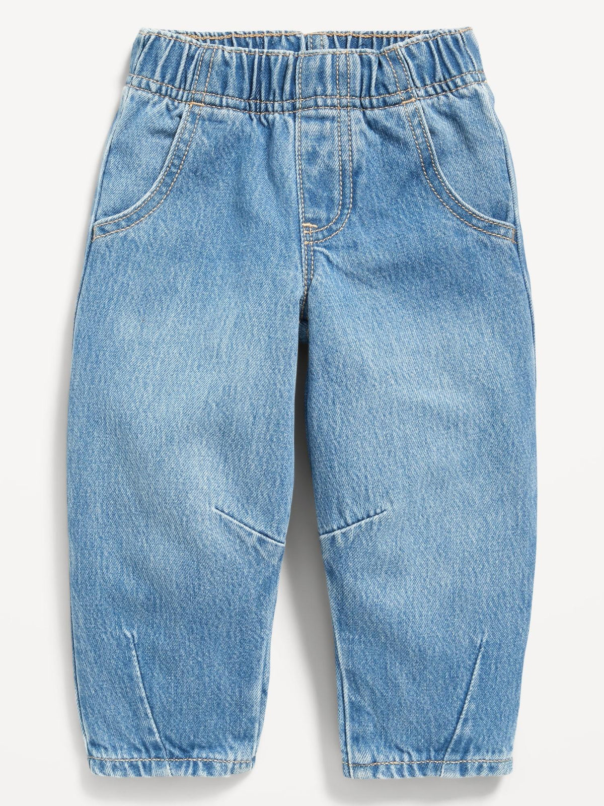 Pull-On Baggy Barrel-Leg Jeans for Toddler Girls
