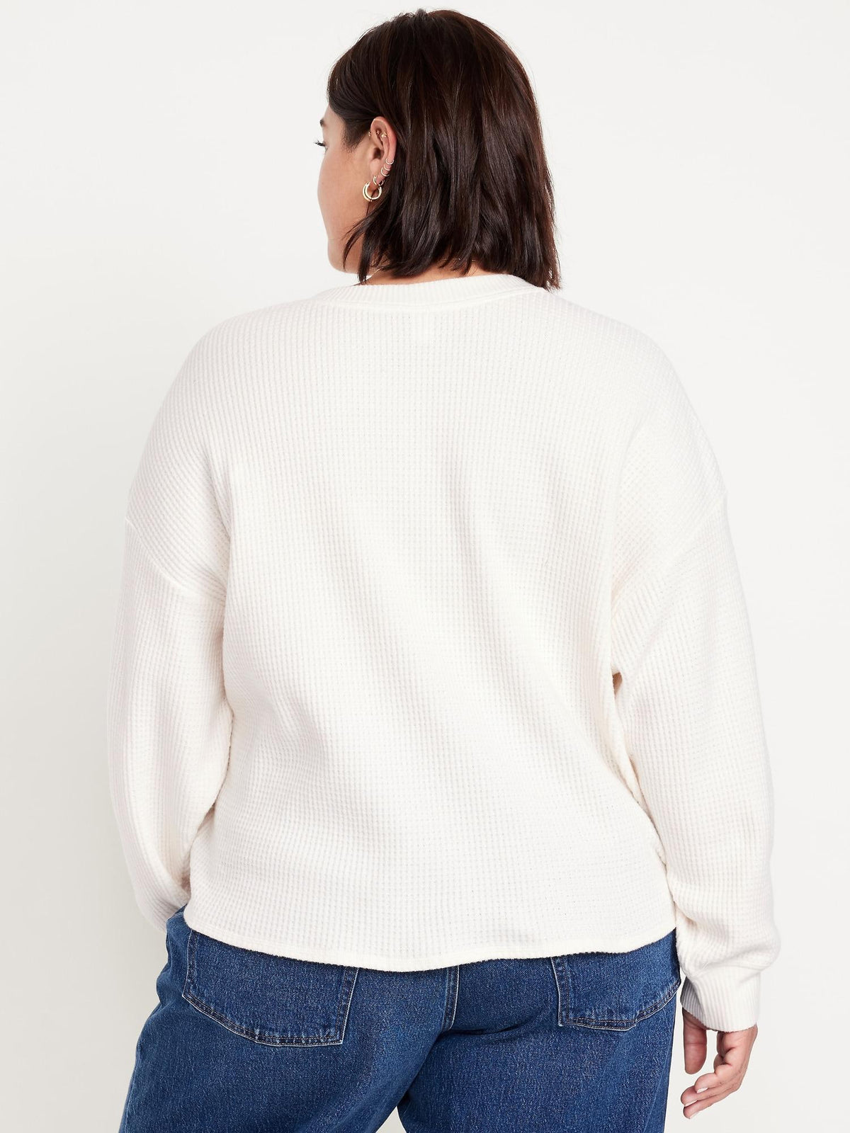 Oversized Cozy Waffle Henley Top