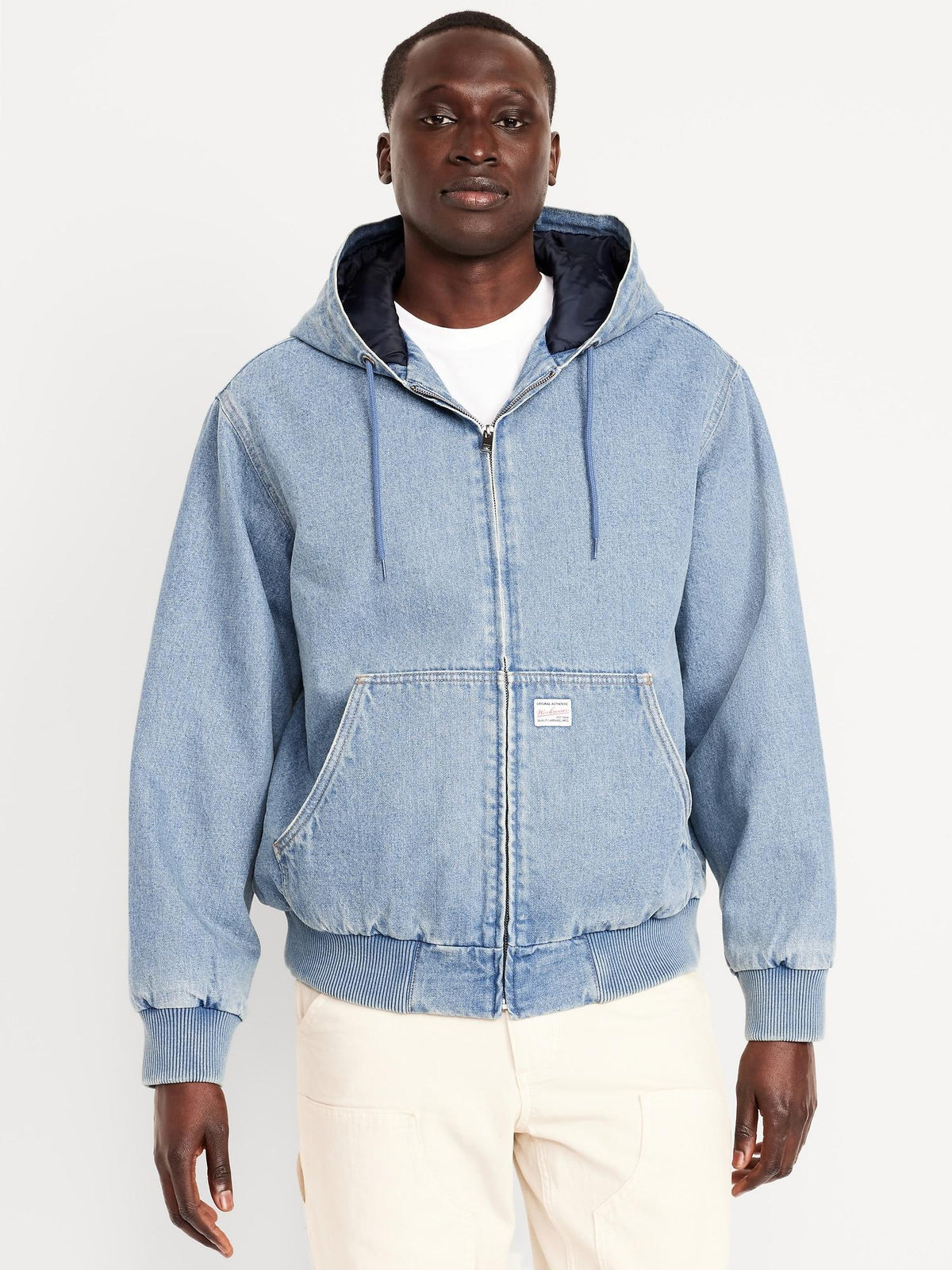 Oversized Denim Zip Hoodie