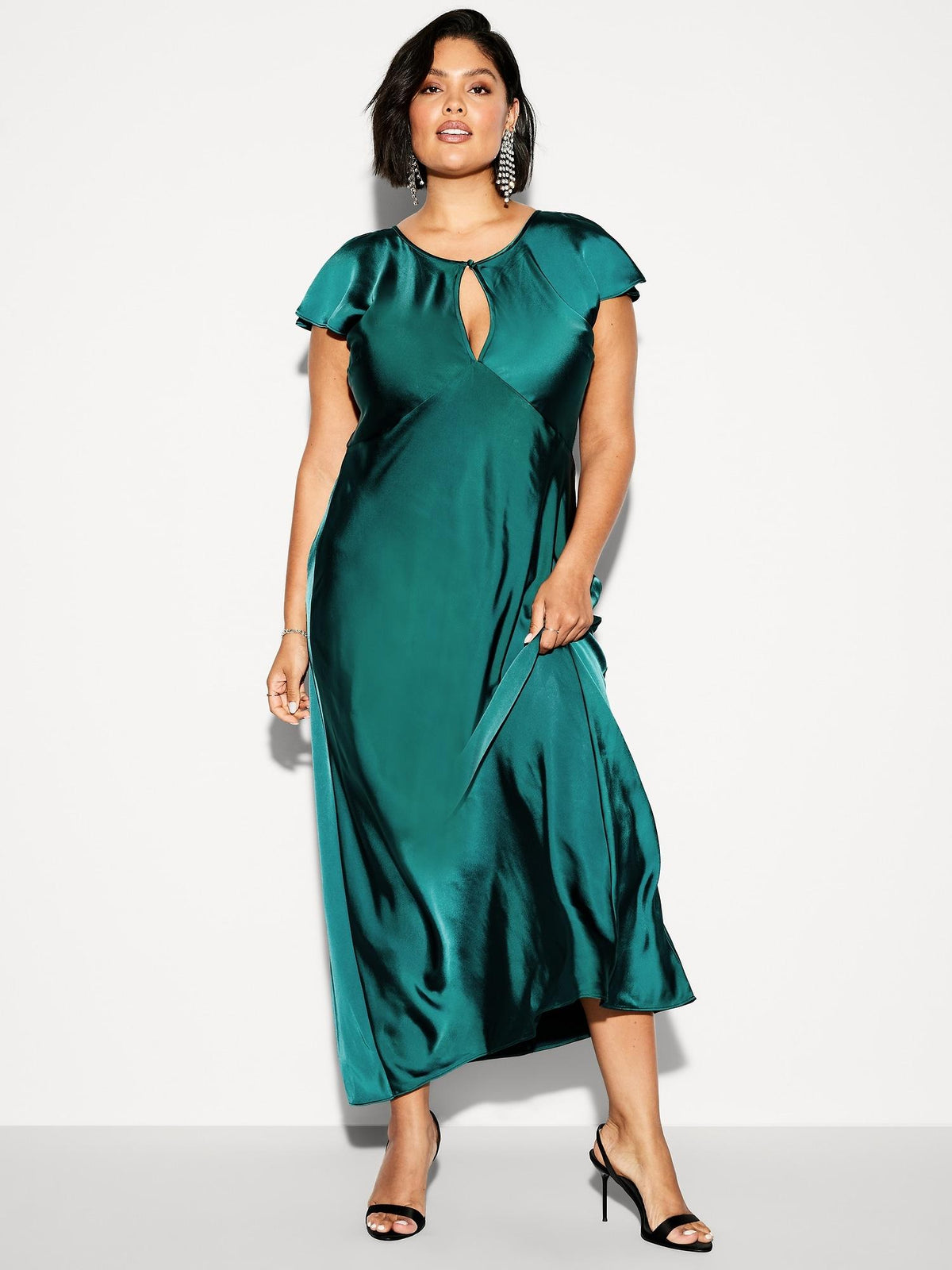 The Occasion by Old Navy Flutter-Sleeve Keyhole Satin Maxi Dress