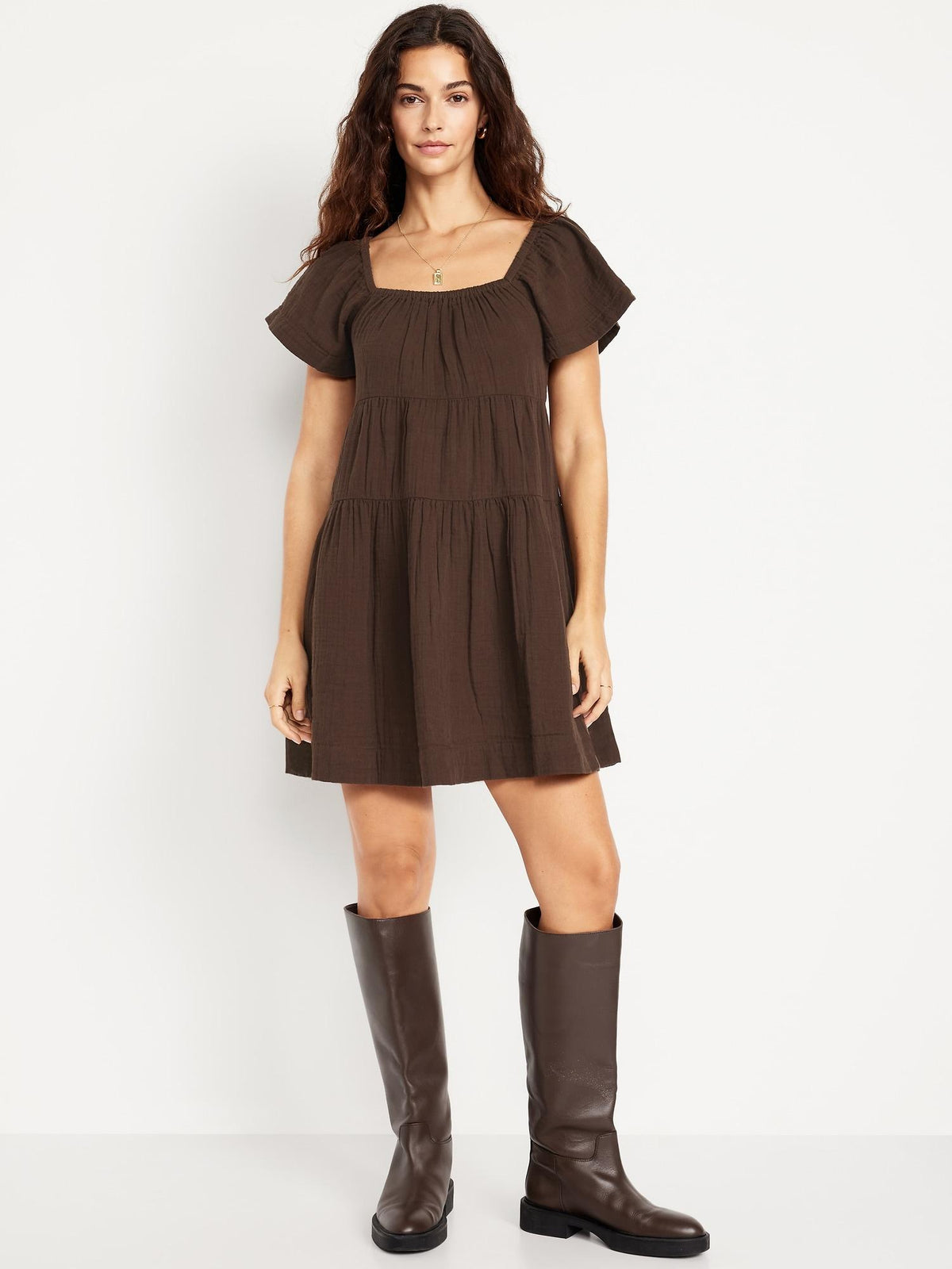 Tiered Mini Swing Dress