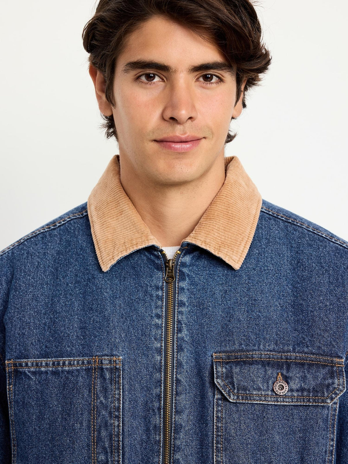 Sherpa-Lined Workwear Zip Jean Jacket