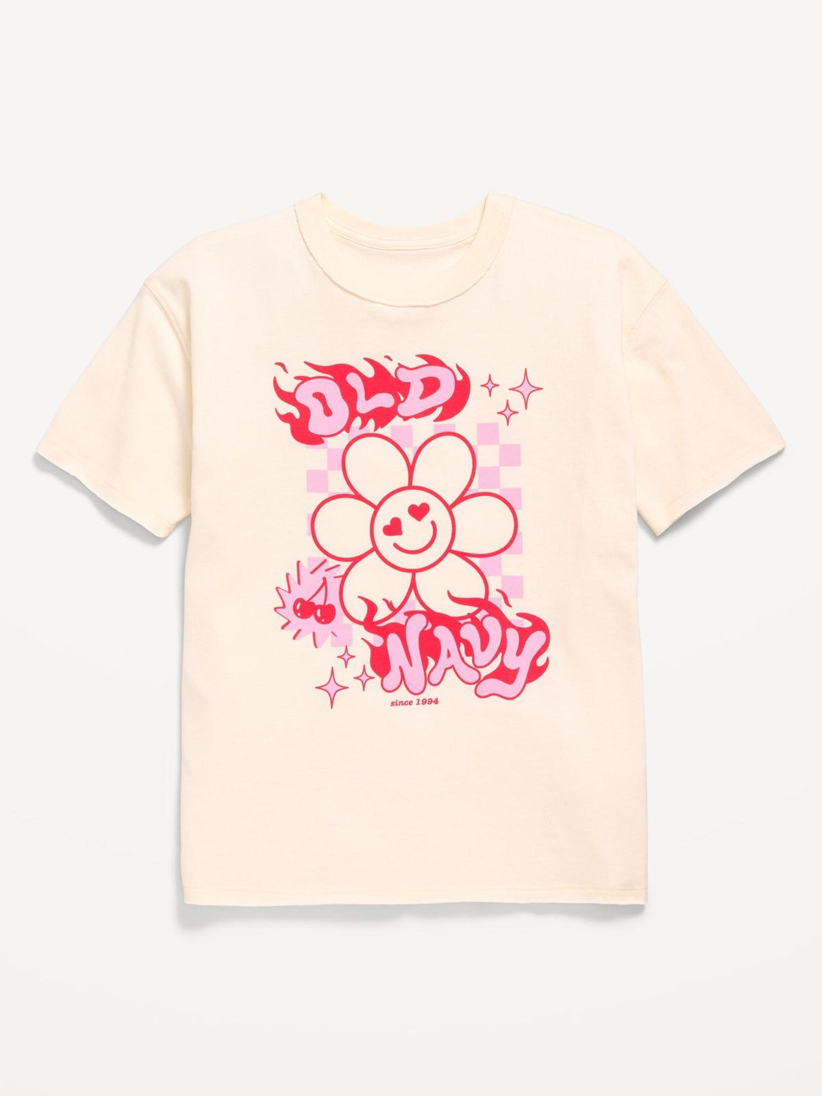 Oversized Short-Sleeve Logo-Graphic Raw-Edge T-Shirt for Girls