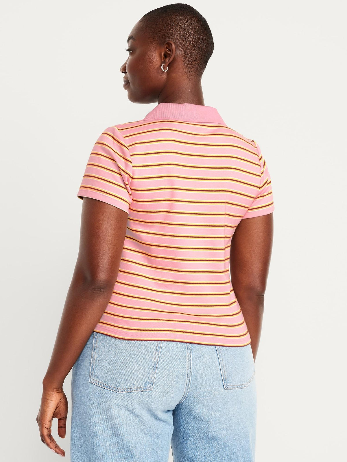 Short-Sleeve Cropped Polo