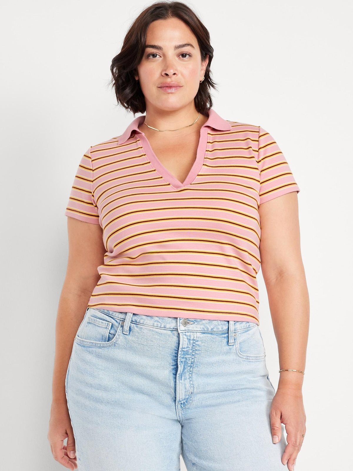 Short-Sleeve Cropped Polo