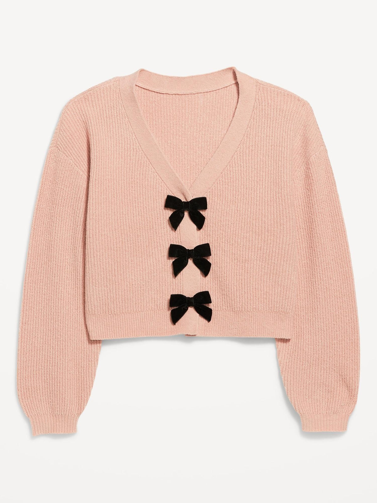 SoSoft V-Neck Bow-Front Cardigan Sweater