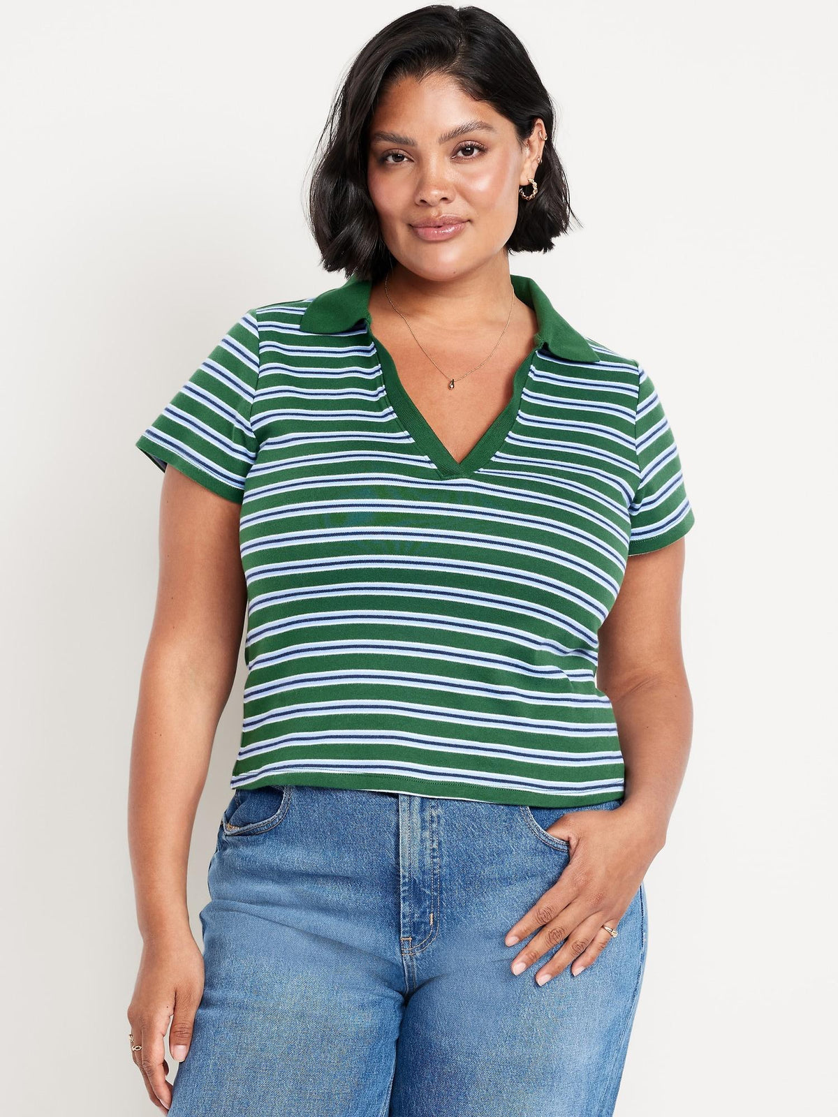 Short-Sleeve Cropped Polo