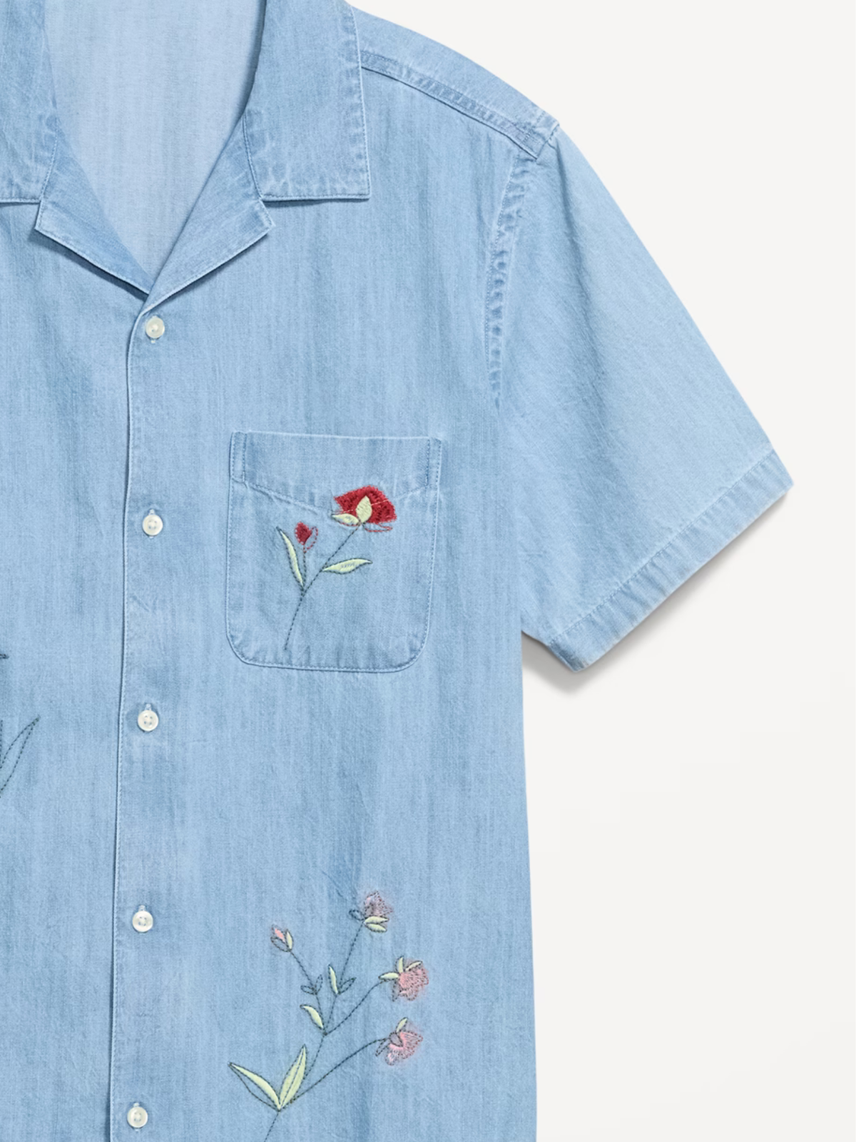 Short-Sleeve Embroidered Camp Shirt