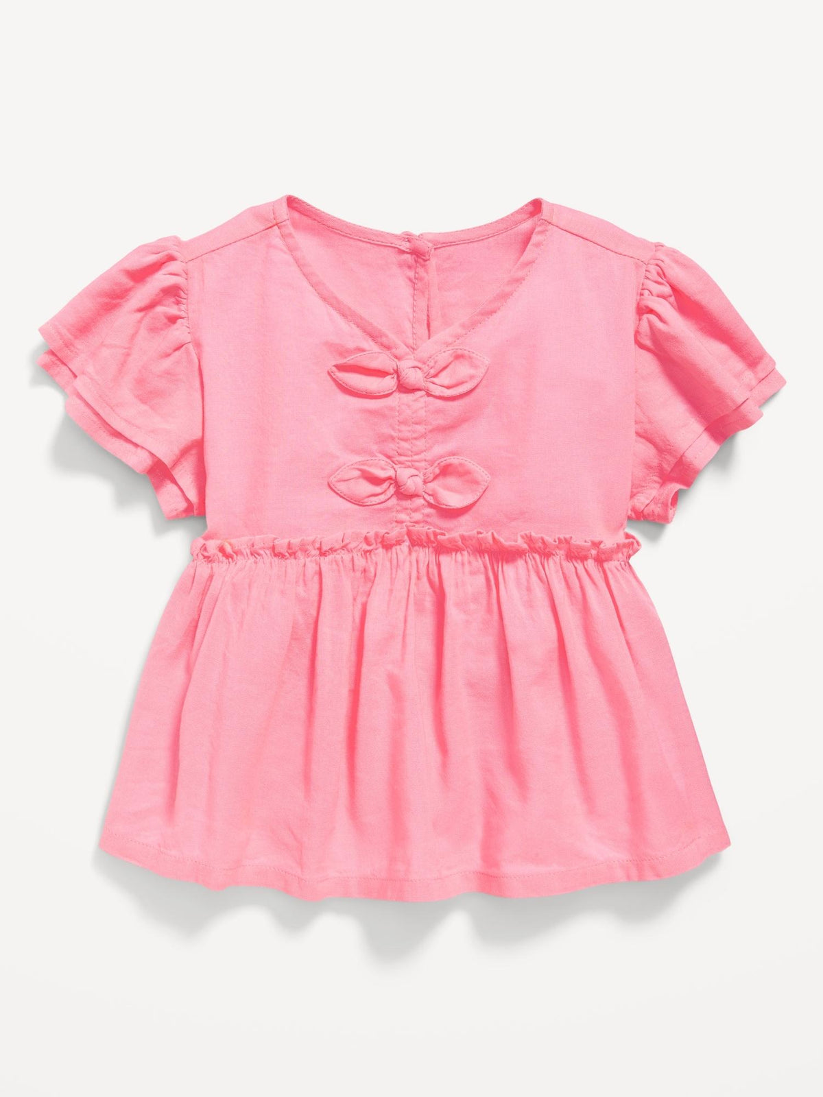 Short-Sleeve Ruffled Bow Top for Toddler Girls