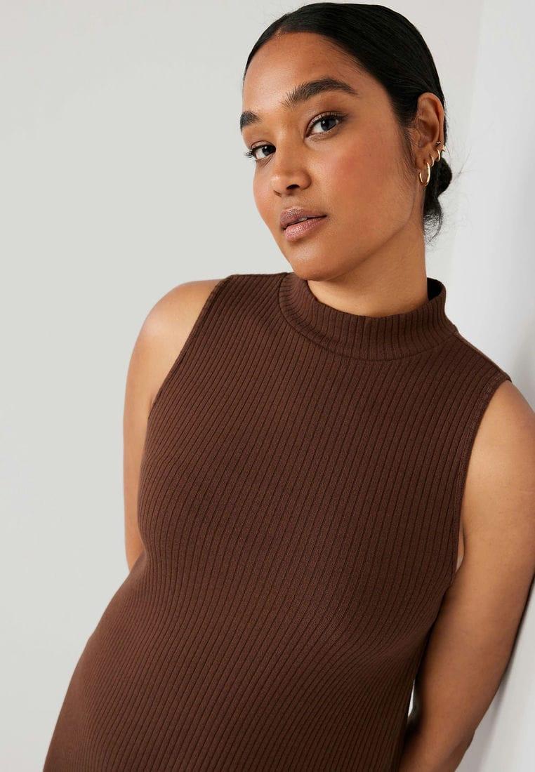 Sleeveless Mock-Neck Rib-Knit Mini Shift Dress for Women