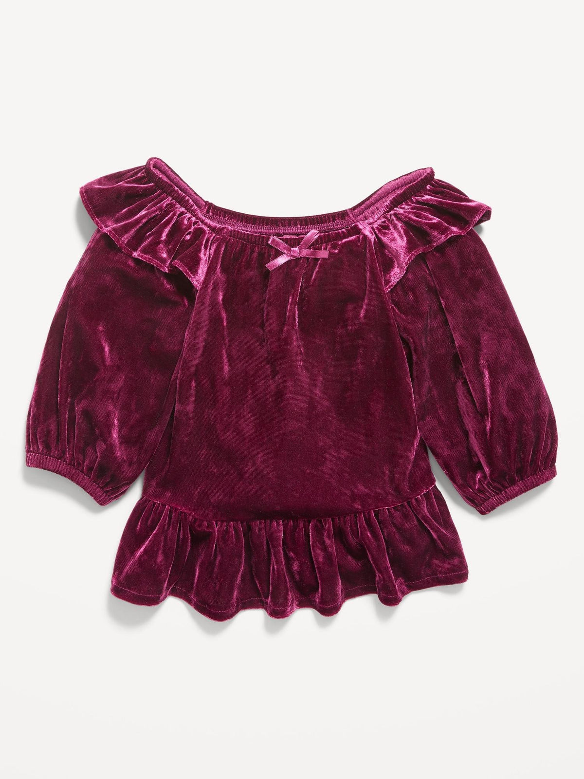Ruffled Velvet Peplum Top for Toddler Girls