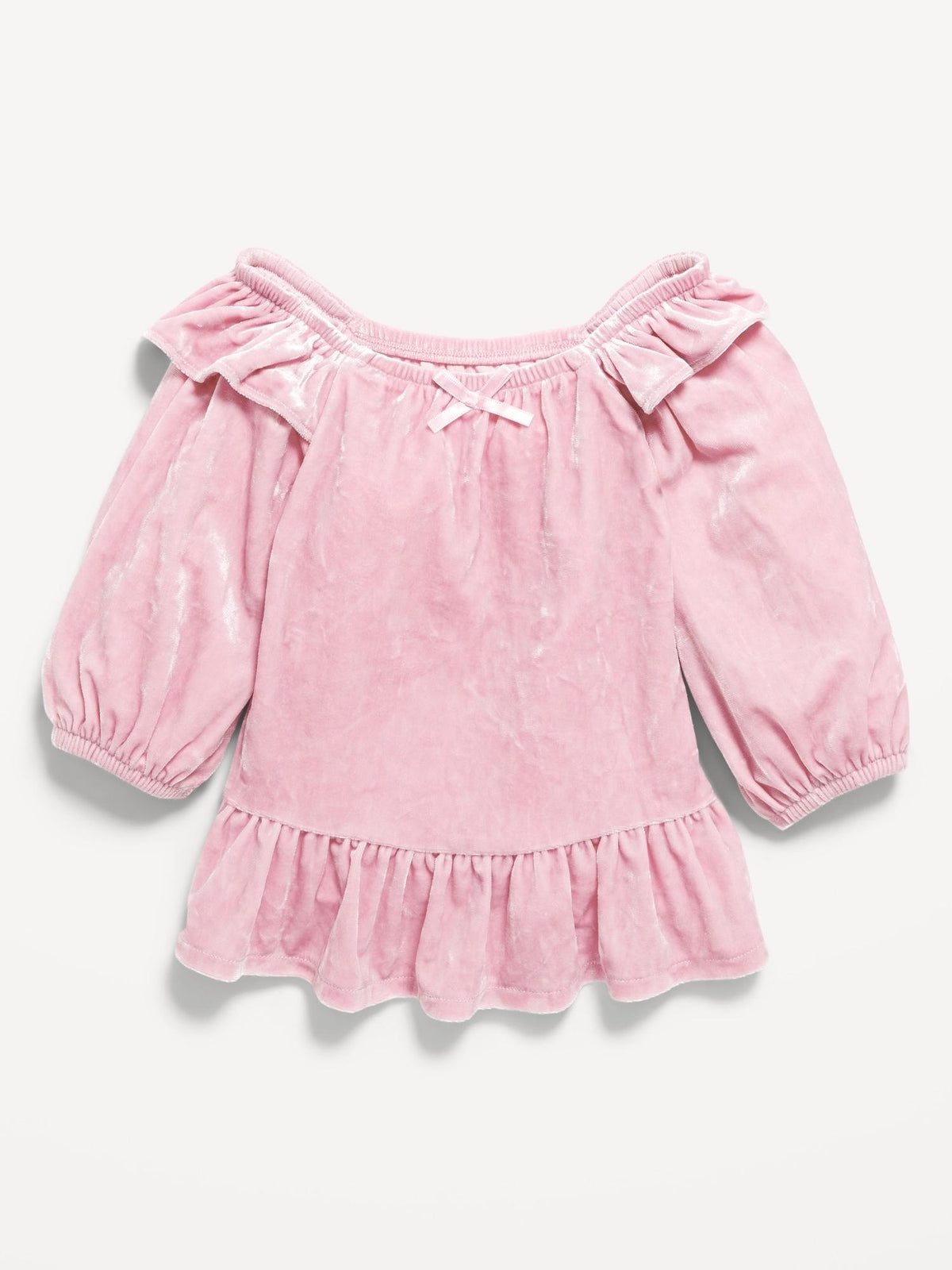 Ruffled Velvet Peplum Top for Toddler Girls