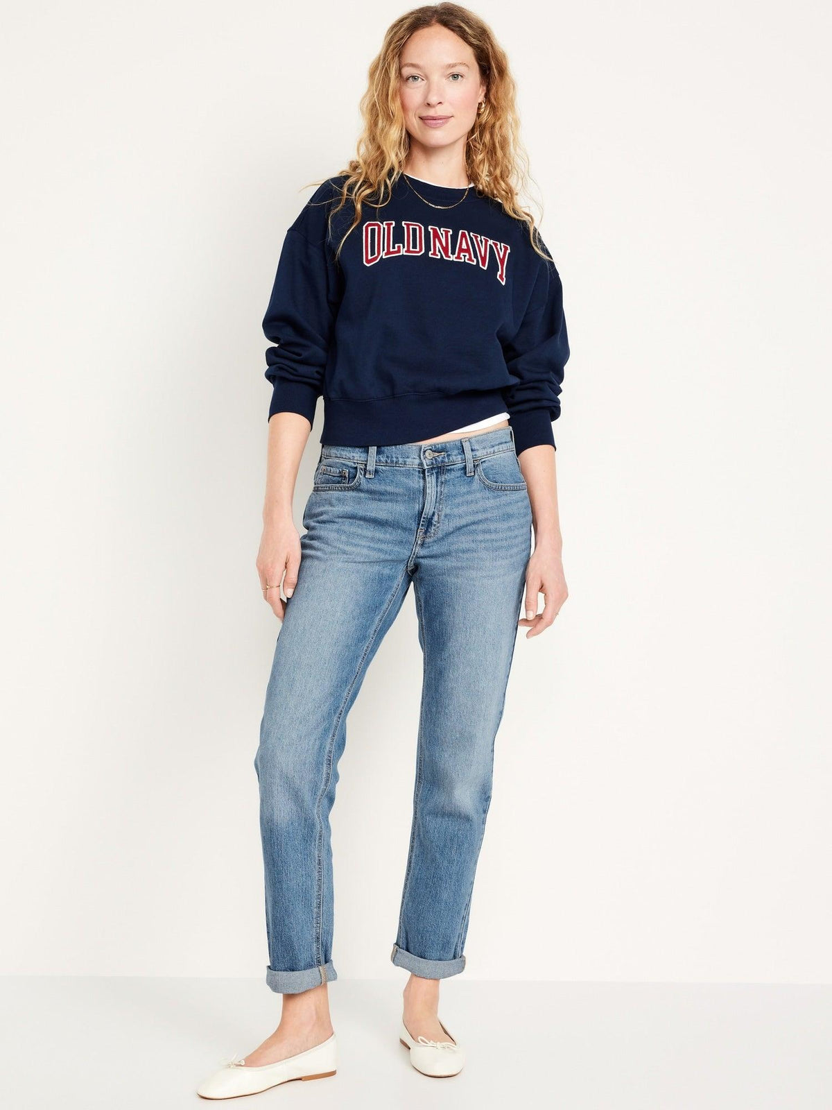 Mid-Rise Wow Boyfriend Straight Jeans for Women