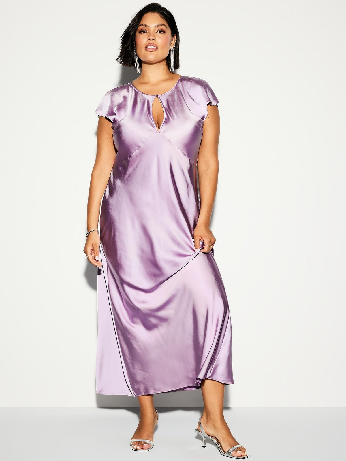 The Occasion by Old Navy Flutter-Sleeve Keyhole Satin Maxi Dress