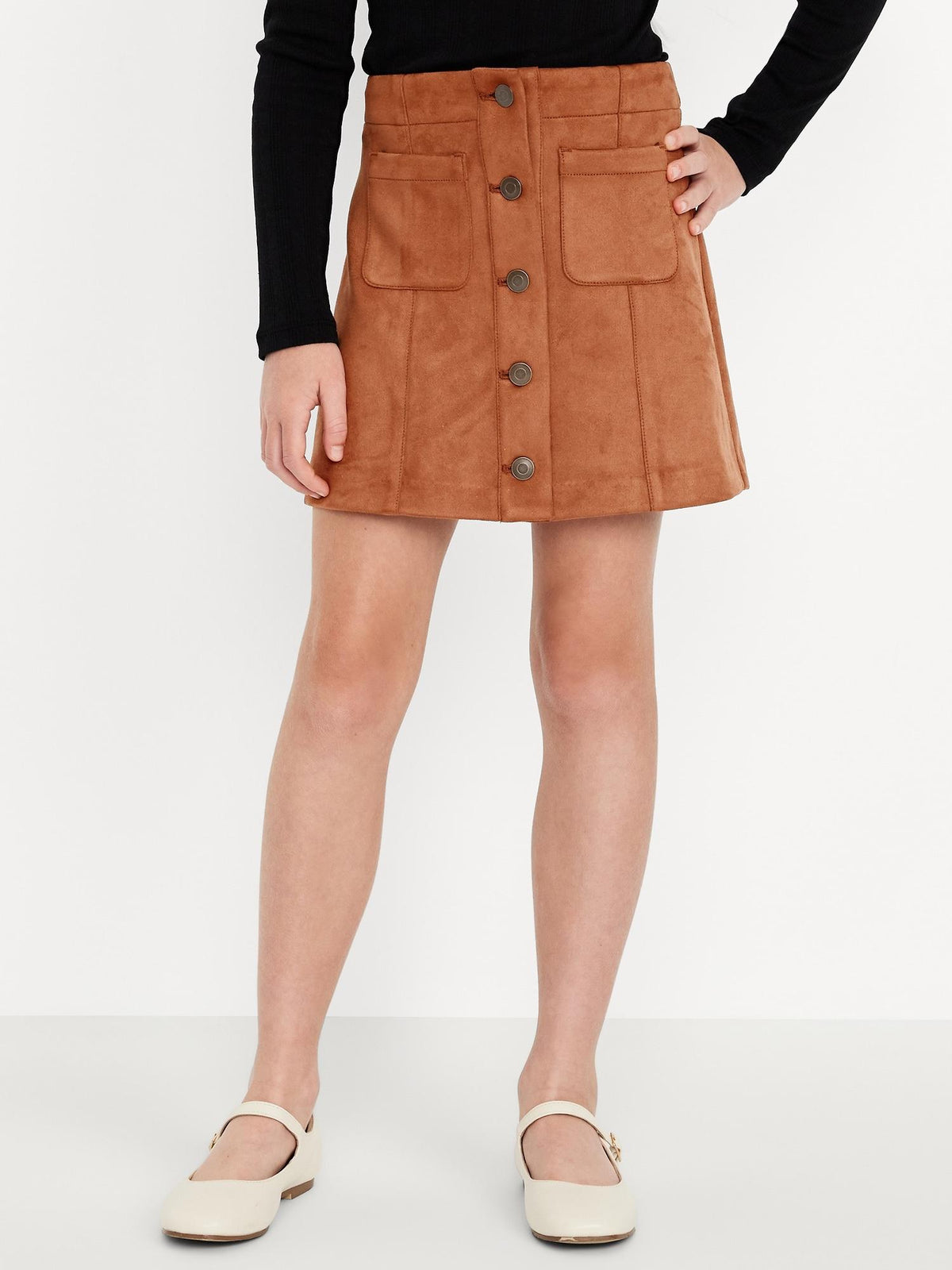 Faux-Suede Button-Front Skirt for Girls