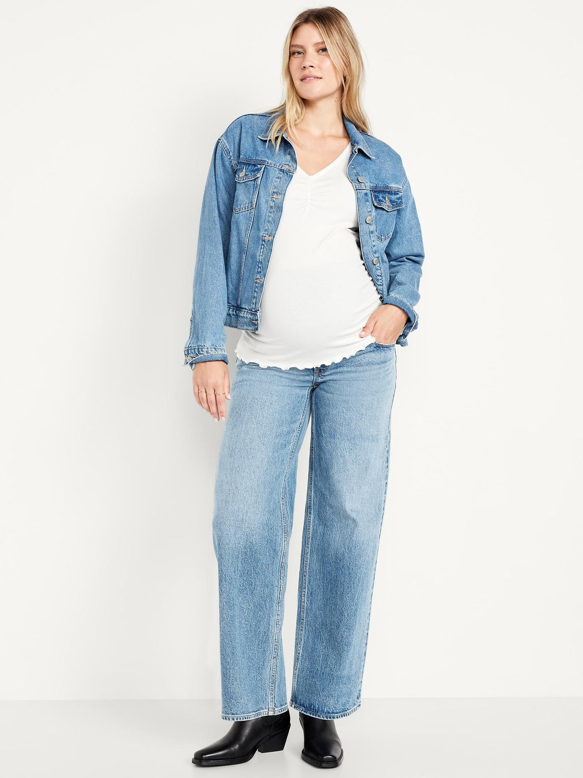 Maternity Extra High-Waisted Full-Panel Wide-Leg Jeans
