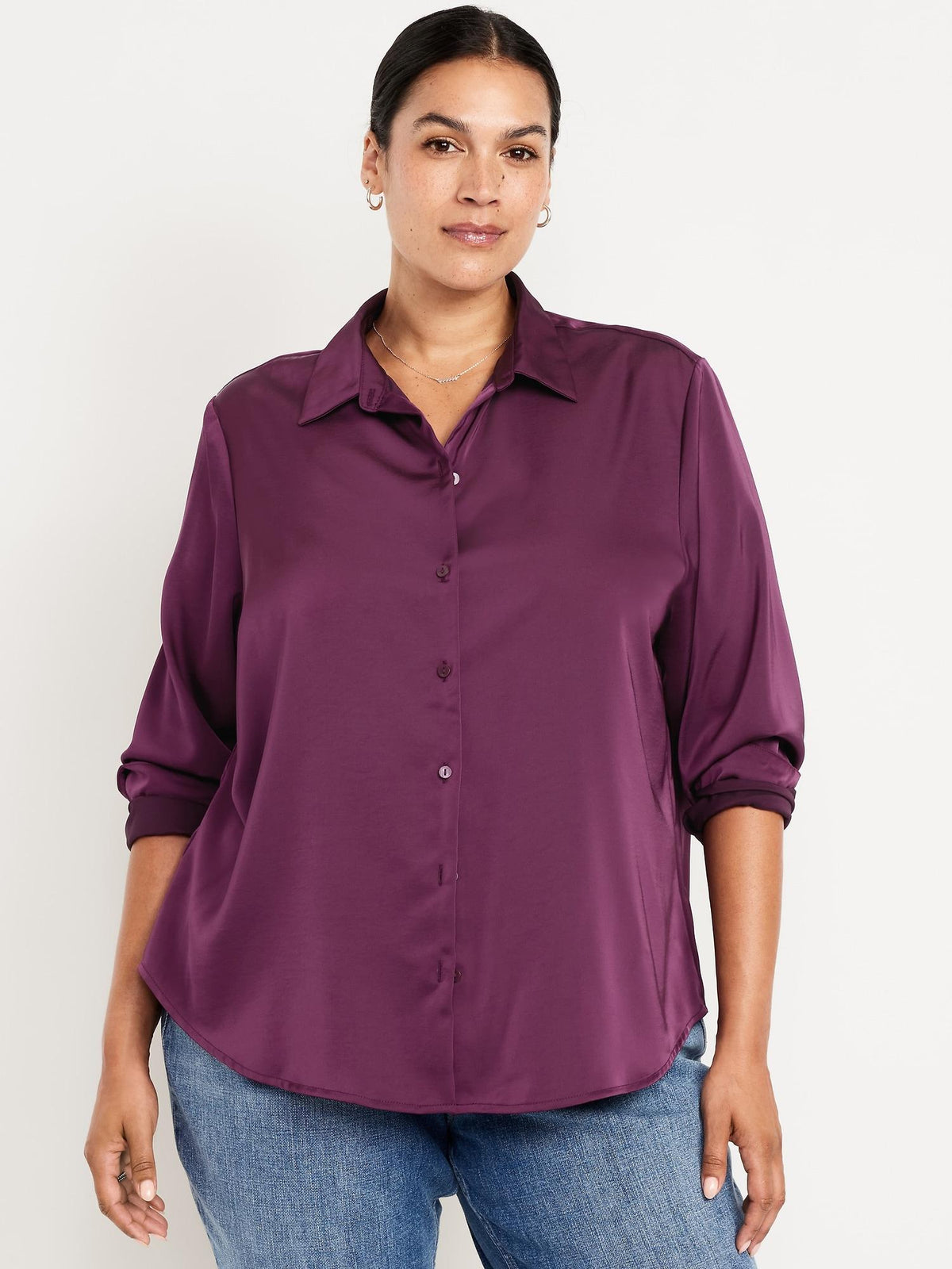 Satin Button-Down Shirt