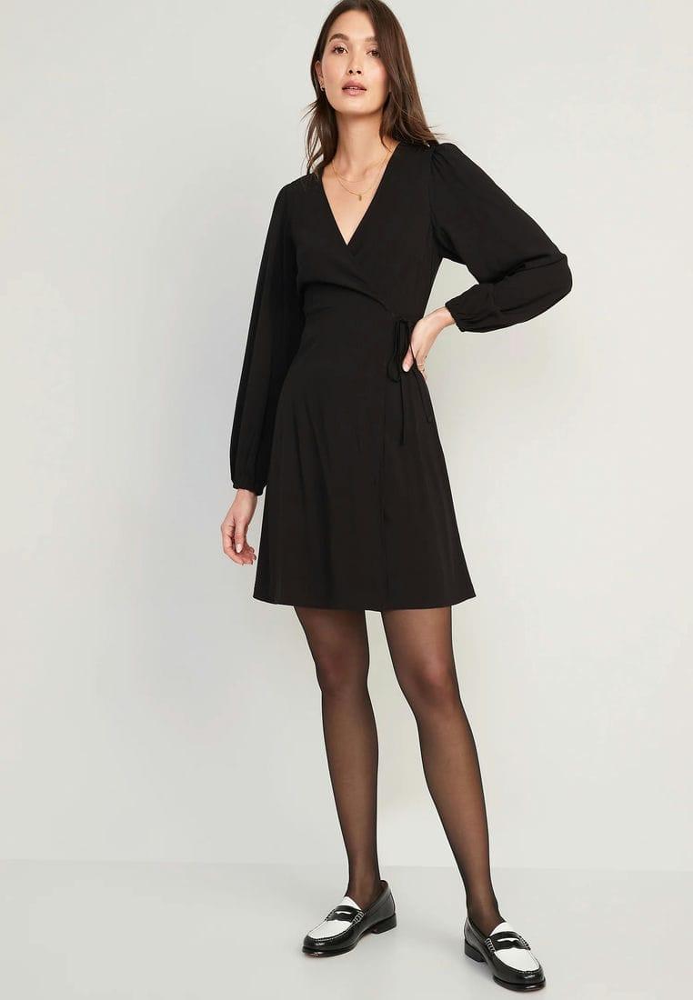 Puff-Sleeve Mini Wrap Dress for Women