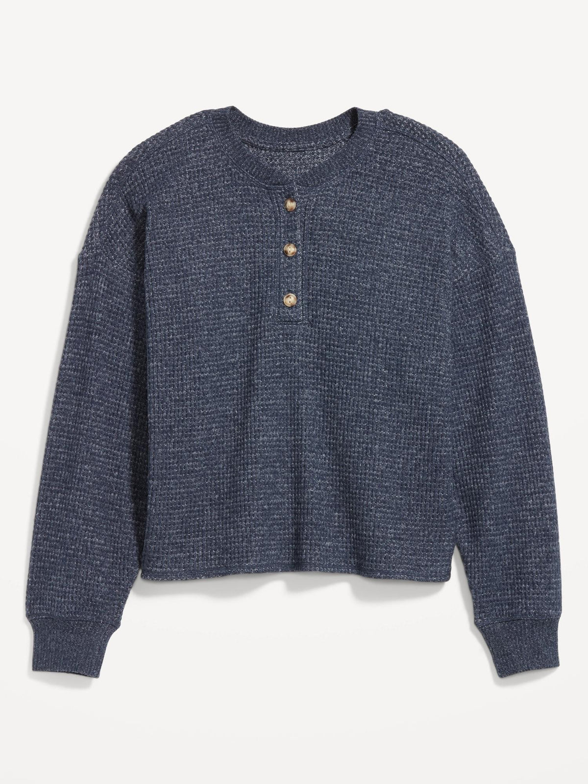 Oversized Cozy Waffle Henley Top