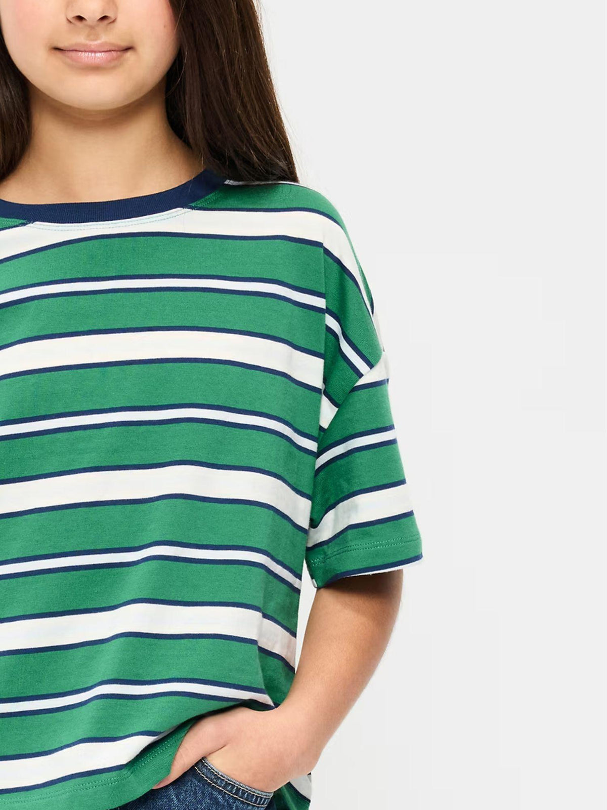 Oversized Short-Sleeve Cropped T-Shirt for Girls