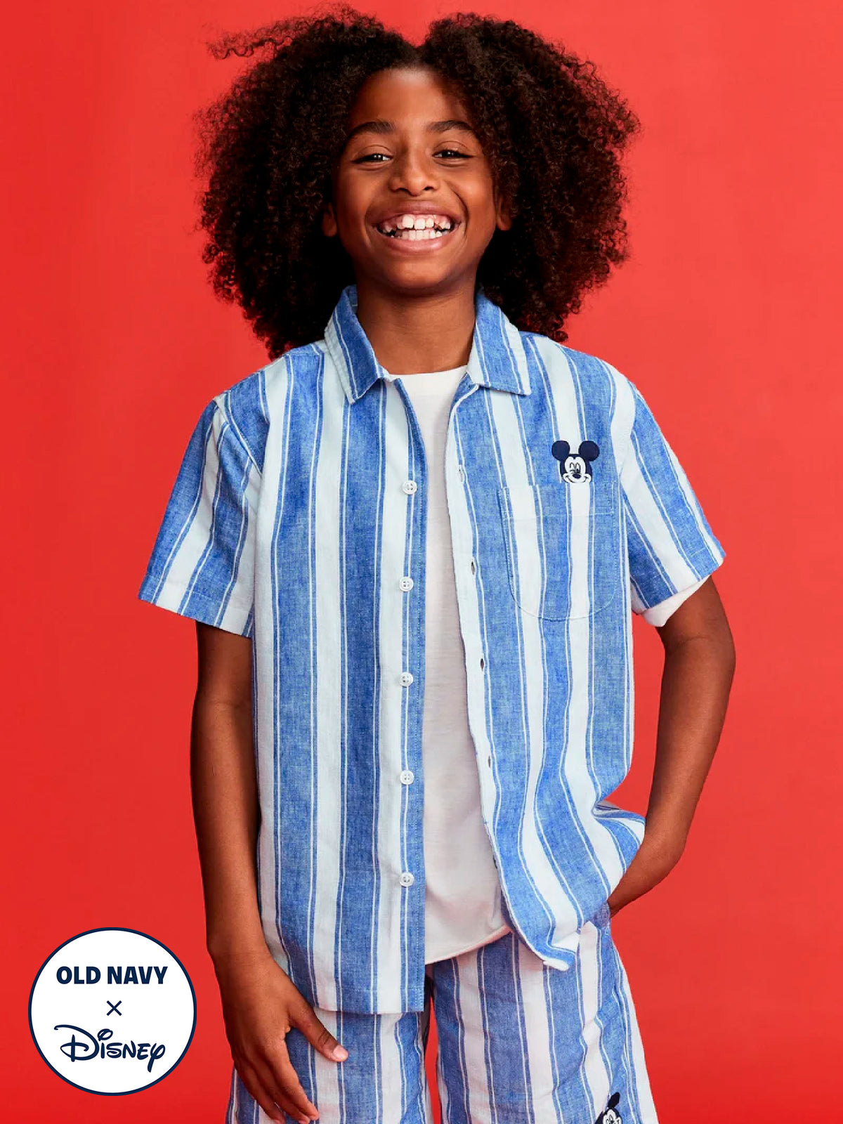 Old Navy x Disney© Mickey Mouse Linen-Blend Pocket Shirt for Boys