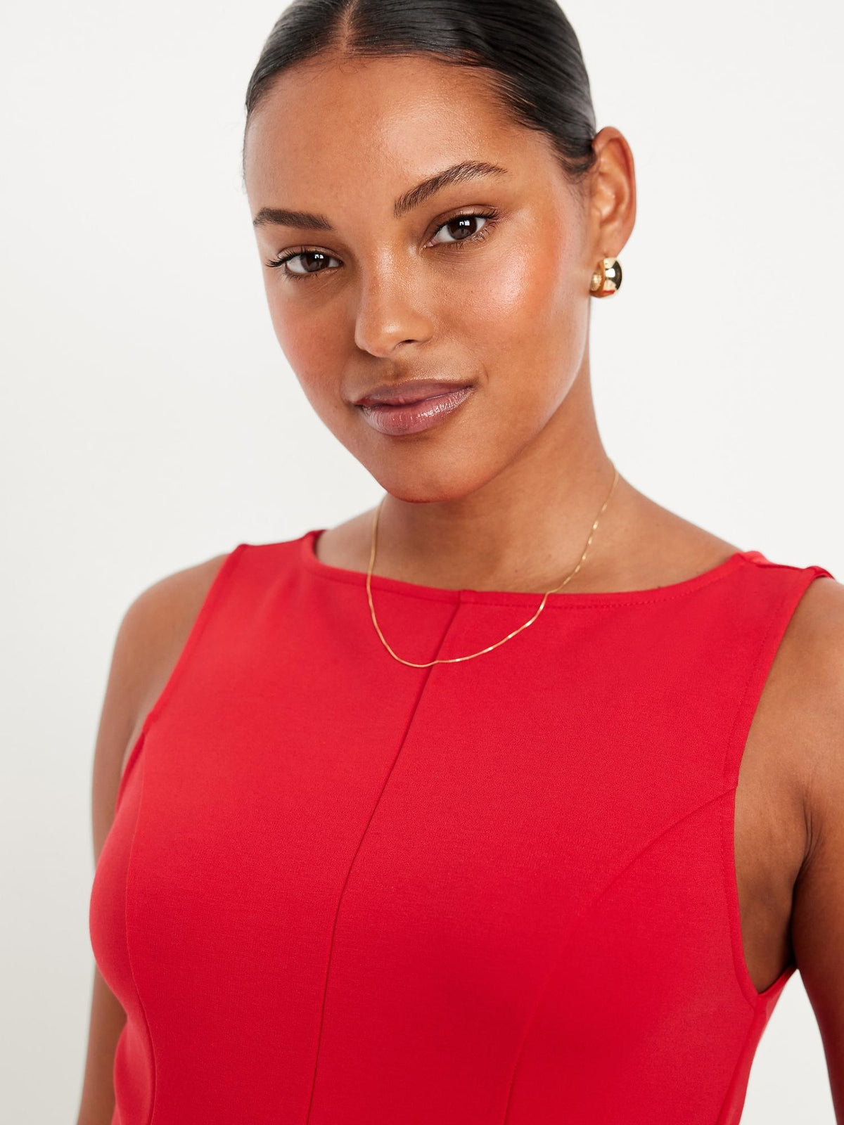 Sleeveless Ponte-Knit Mini Swing Dress