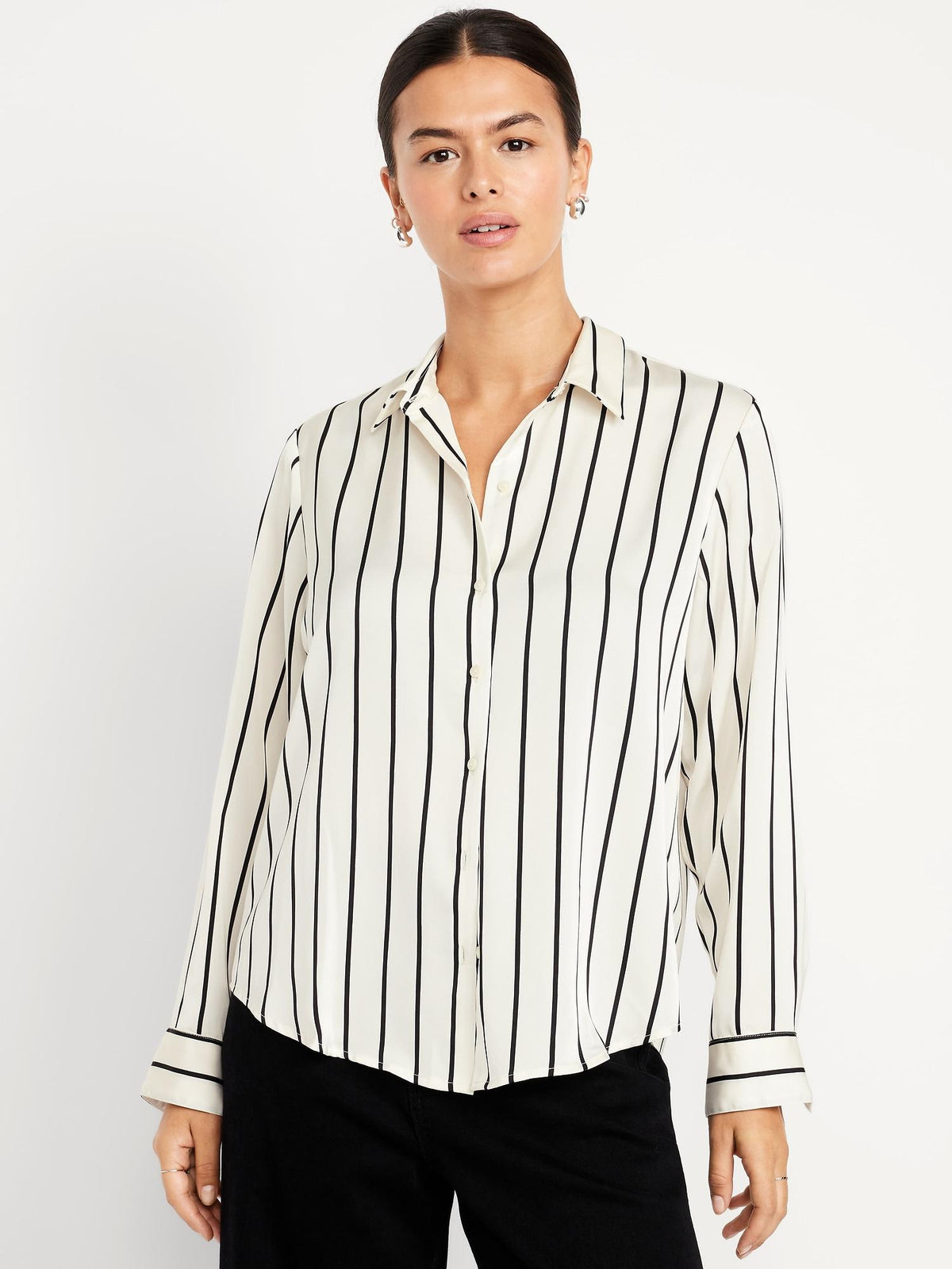 Satin Button-Down Shirt